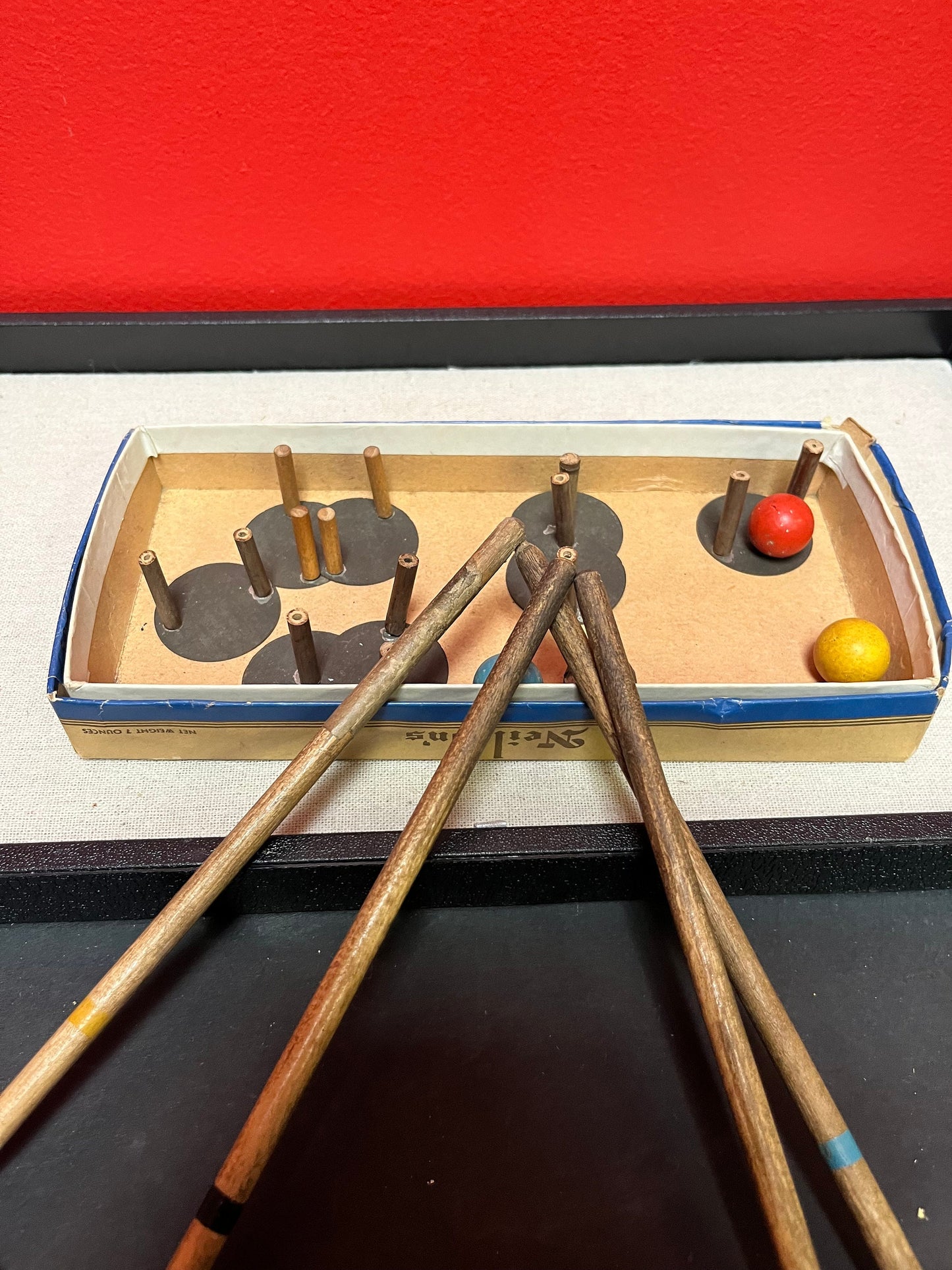 Absolutely amazing miniature table croquet set early 1900s one of a kind