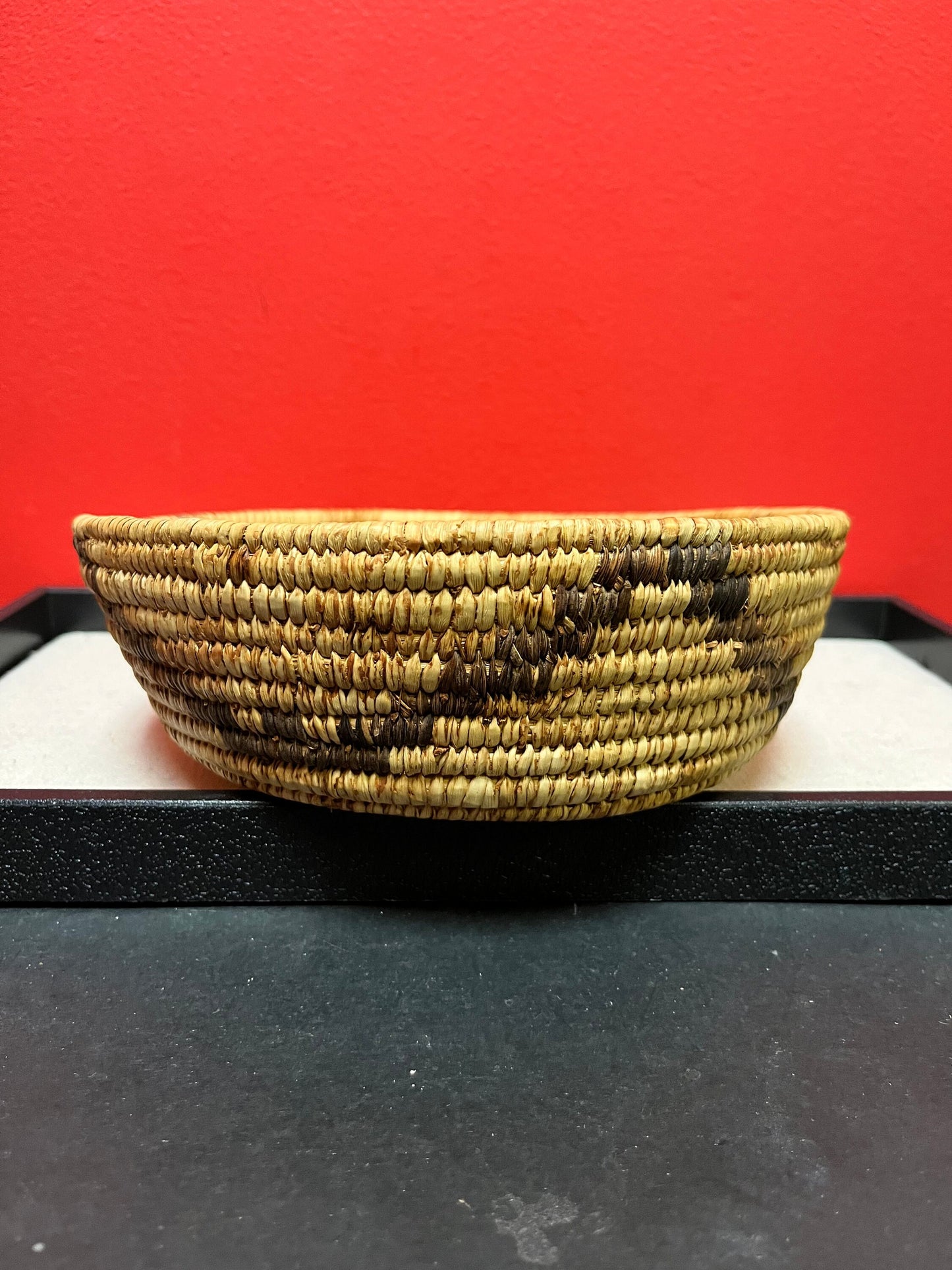 Absolutely fabulous 8 x 3 high indigenous First Nations pacific northwest coast Salish weaved basket very nice example