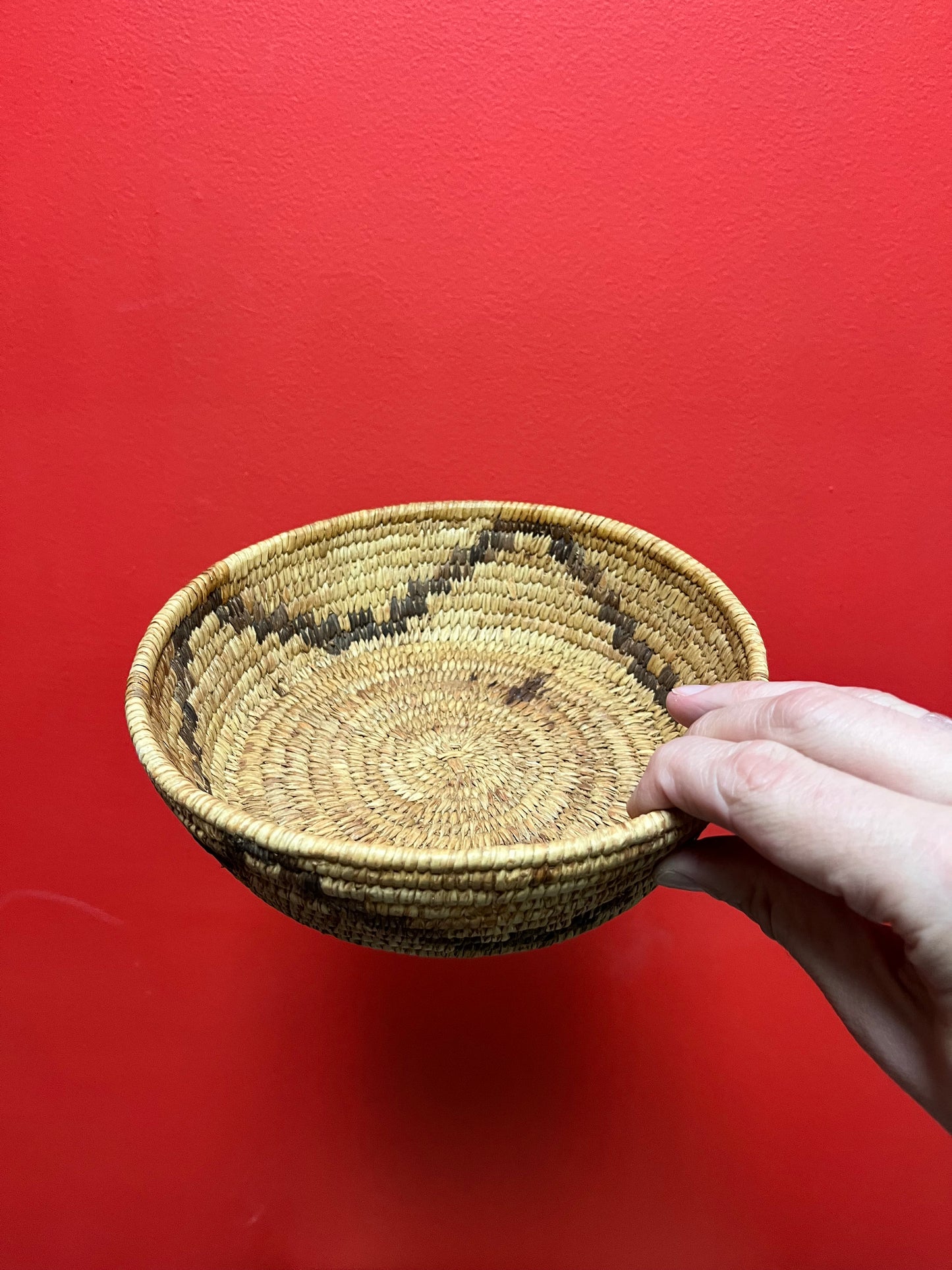 Absolutely fabulous 8 x 3 high indigenous First Nations pacific northwest coast Salish weaved basket very nice example