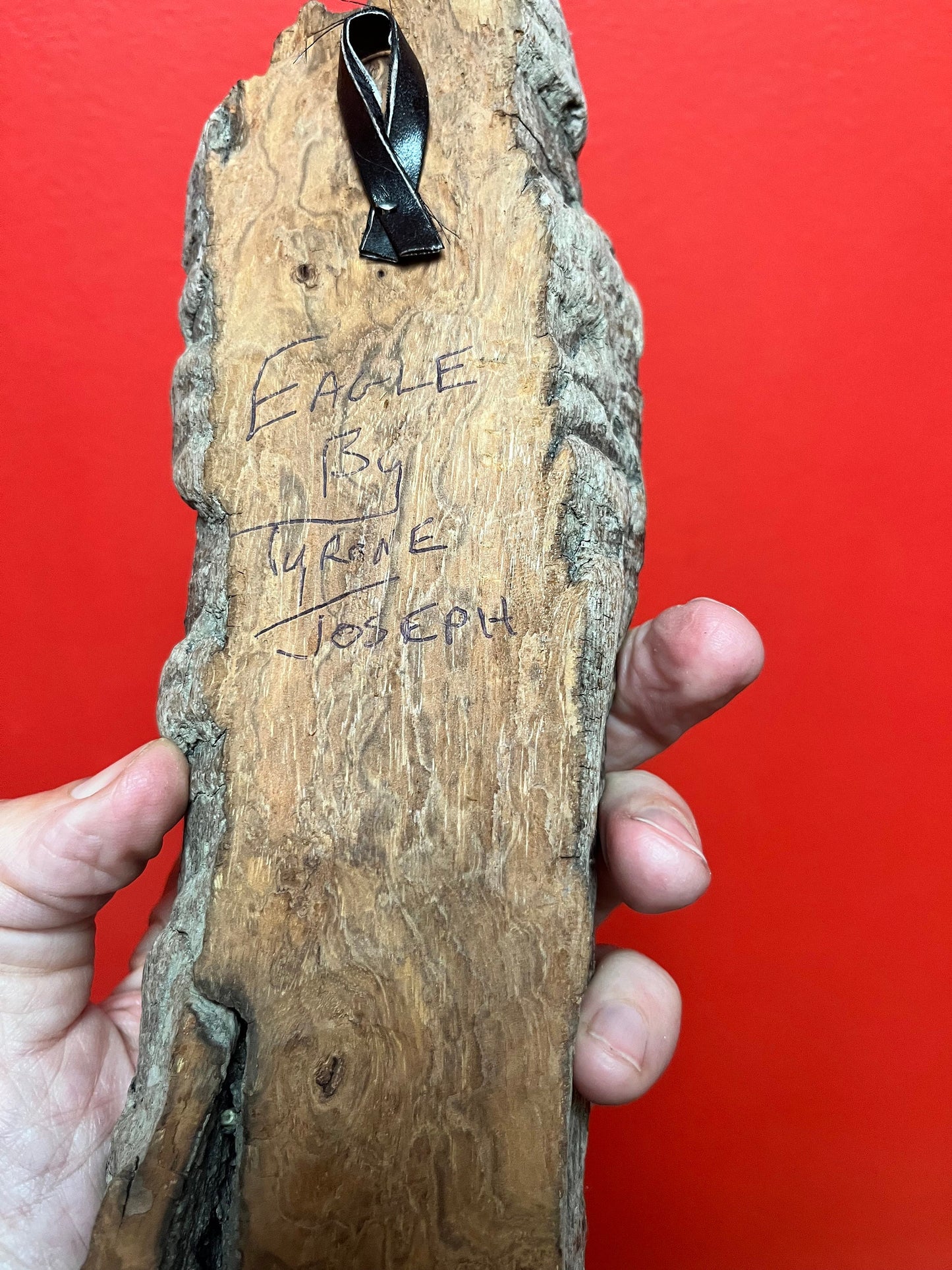 9 inch tall fabulous Eagle plaque on live edge wood by Tyrone Joseph indigenous first nations Pacific Northwest Coast - wow