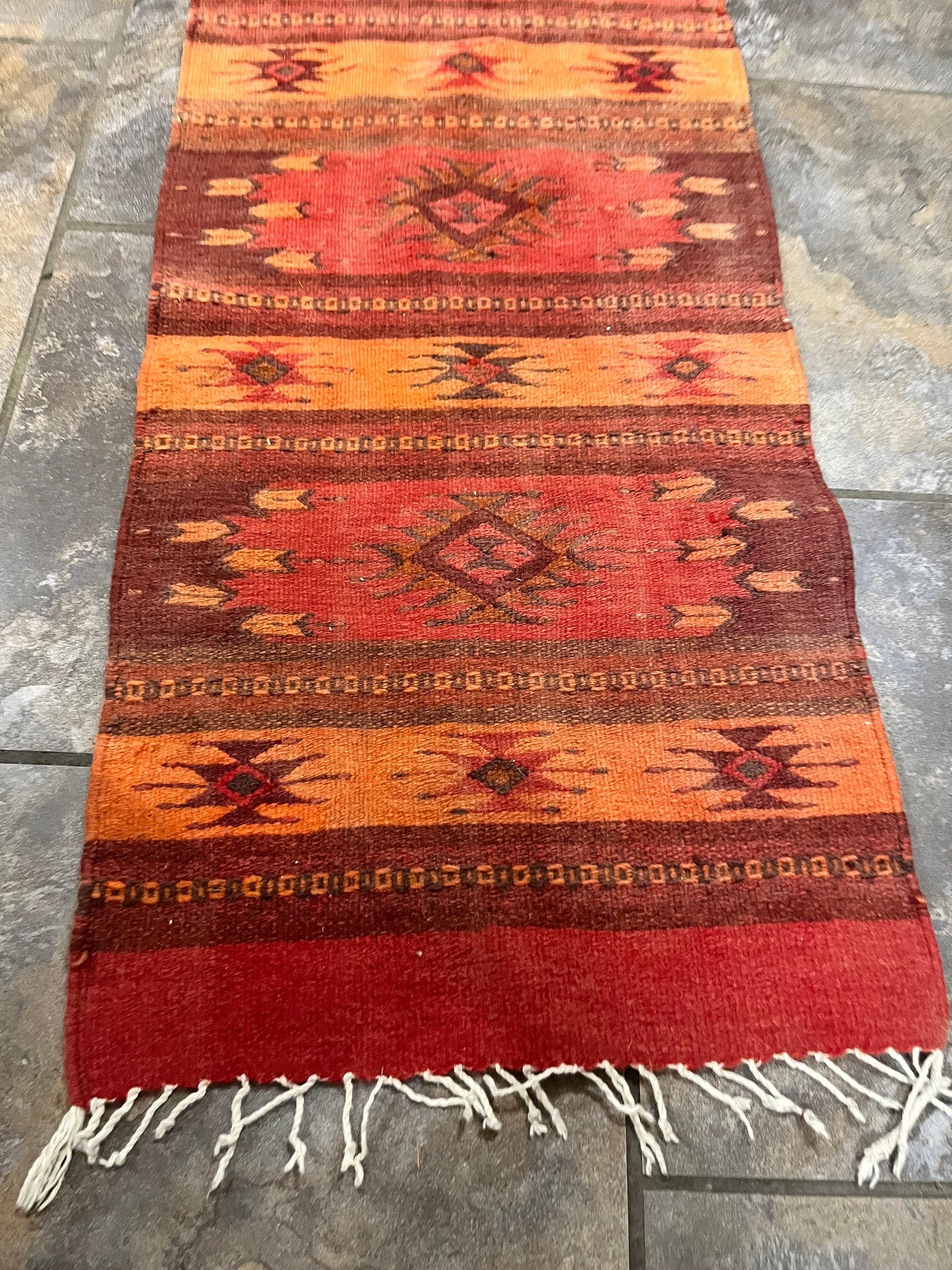 Fantastic authentic 43 x 20 Navajo Rug carpet nice both sides great design and colour