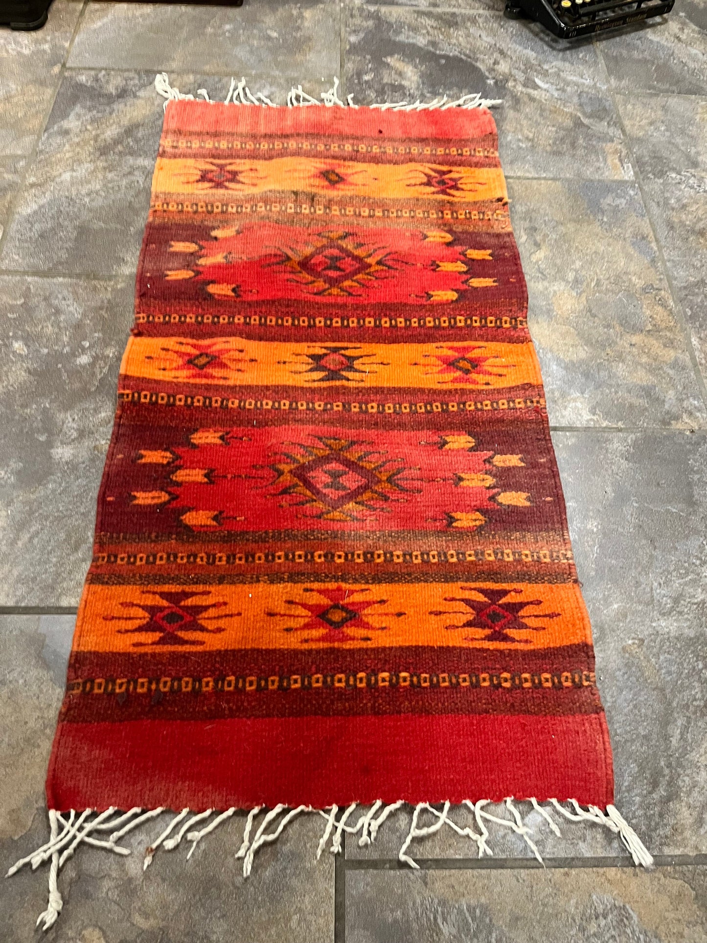 Fantastic authentic 43 x 20 Navajo Rug carpet nice both sides great design and colour