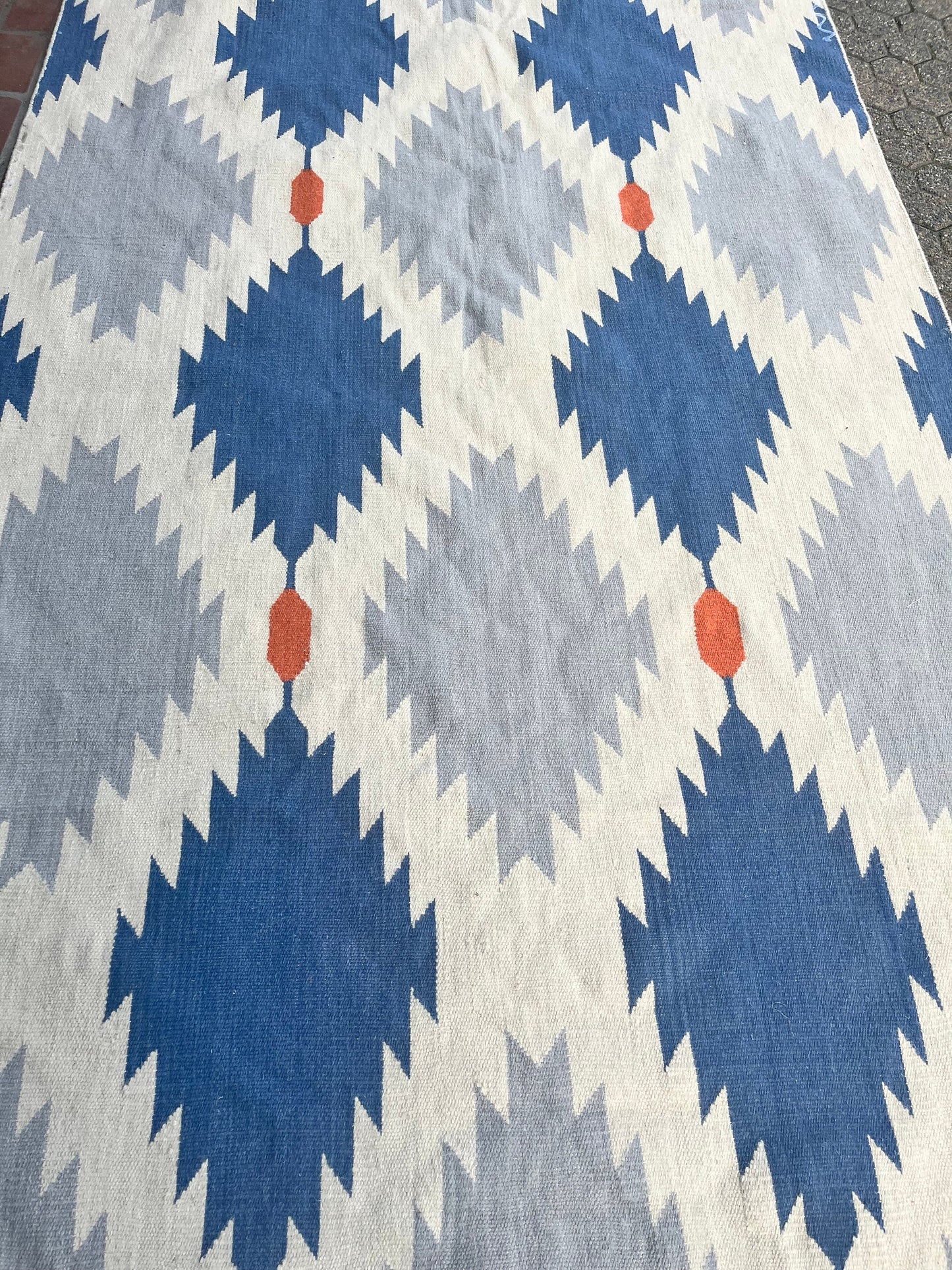 Approx 96 x 58 authentic wonderful Navajo wrote rug carpet huge little glue in the corners to see photo - wow