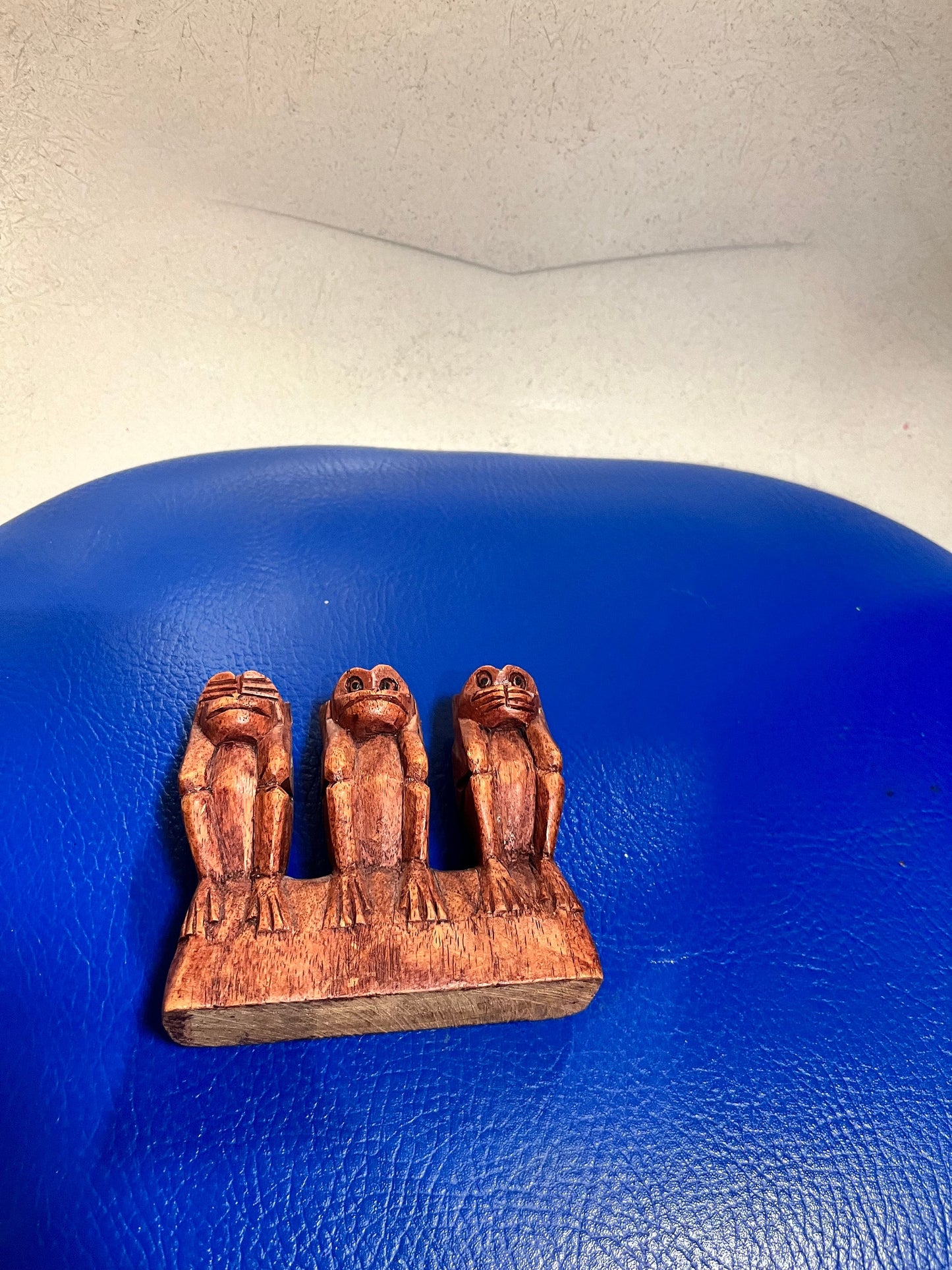 Lovely 4 x 4, inch vintage wooden monkeys  See no speak no hear no evil  great gift