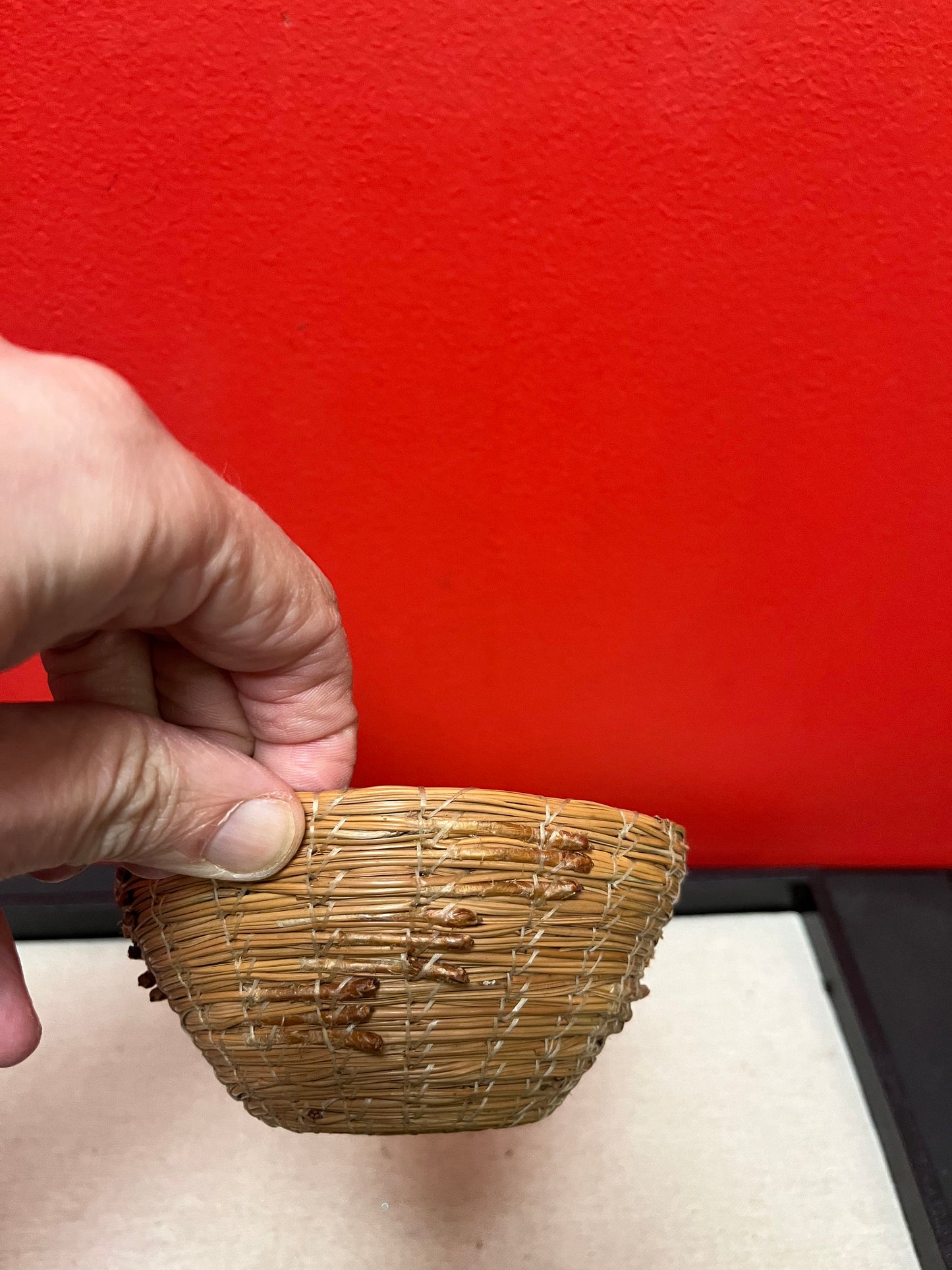 5 x 3 high indigenous weaved basket very unusual and good condition