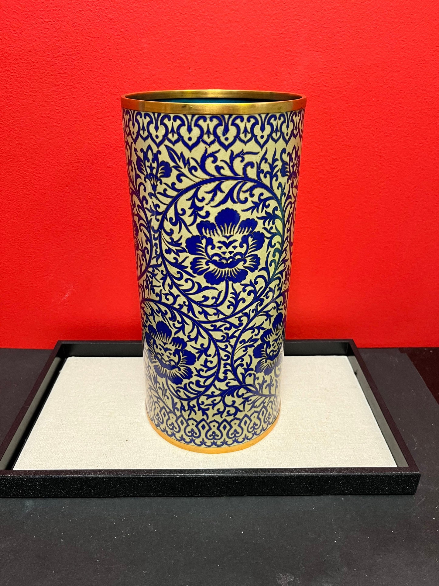 Absolutely stunning mid 20th century perfect condition Chinese cloisonné vase wonderful detail two available original stamp on bottom