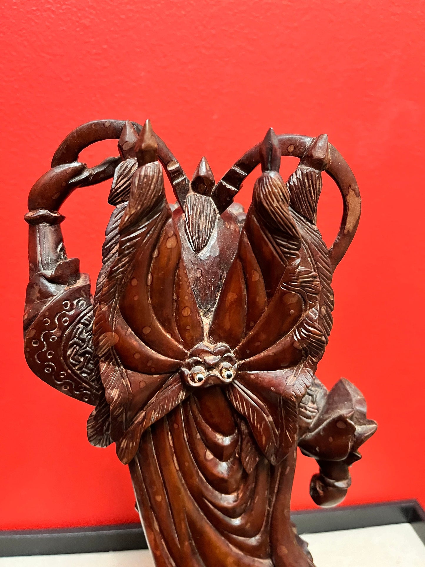 Stunning Chinese antique Rosewood 12 inch high statue pff a deity immaculate condition, and gorgeous detail wow