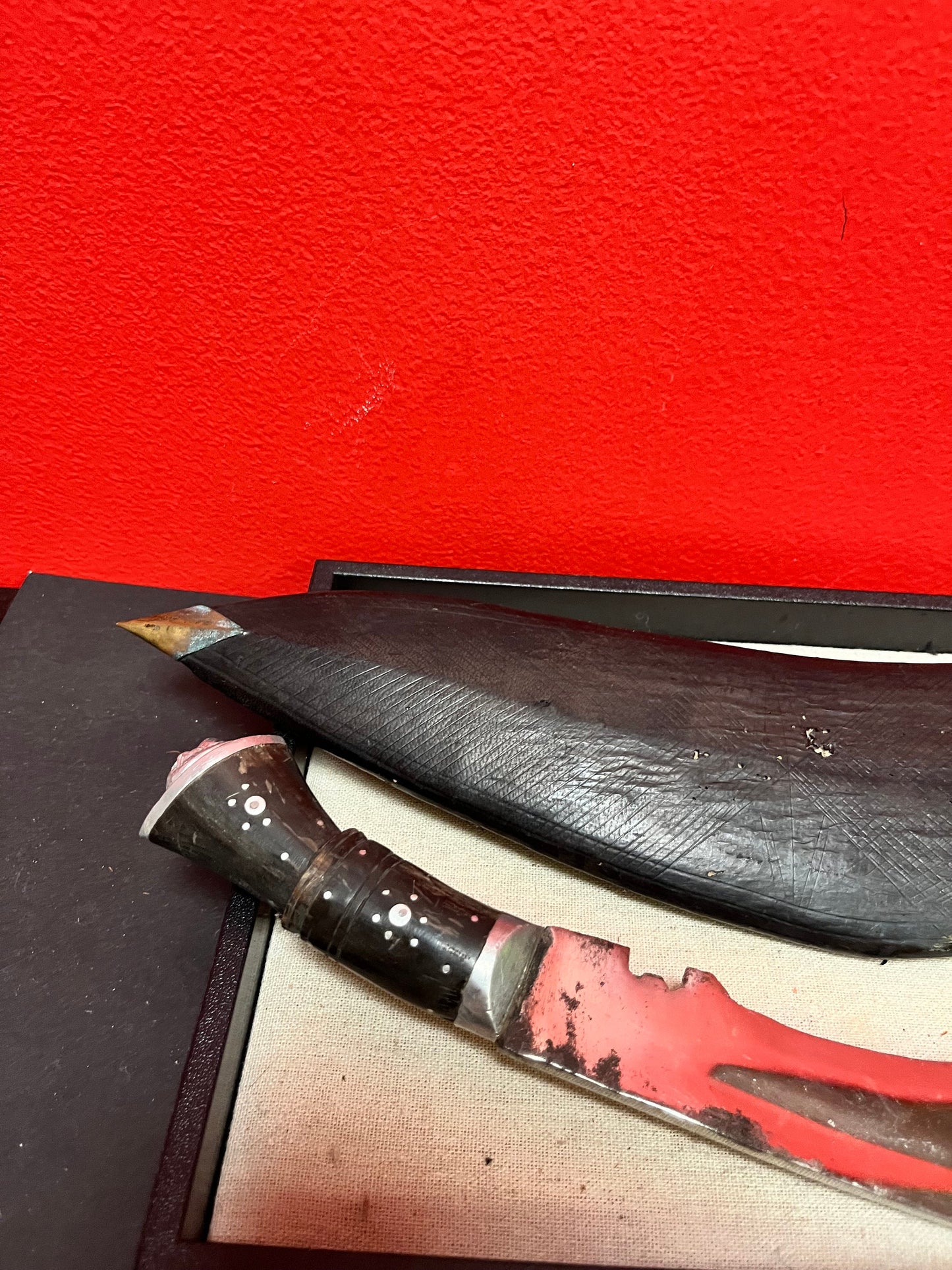 Stunning 15 inch long authentic Gurkha knife in original sheaf wonderful detailed decoration wow piece