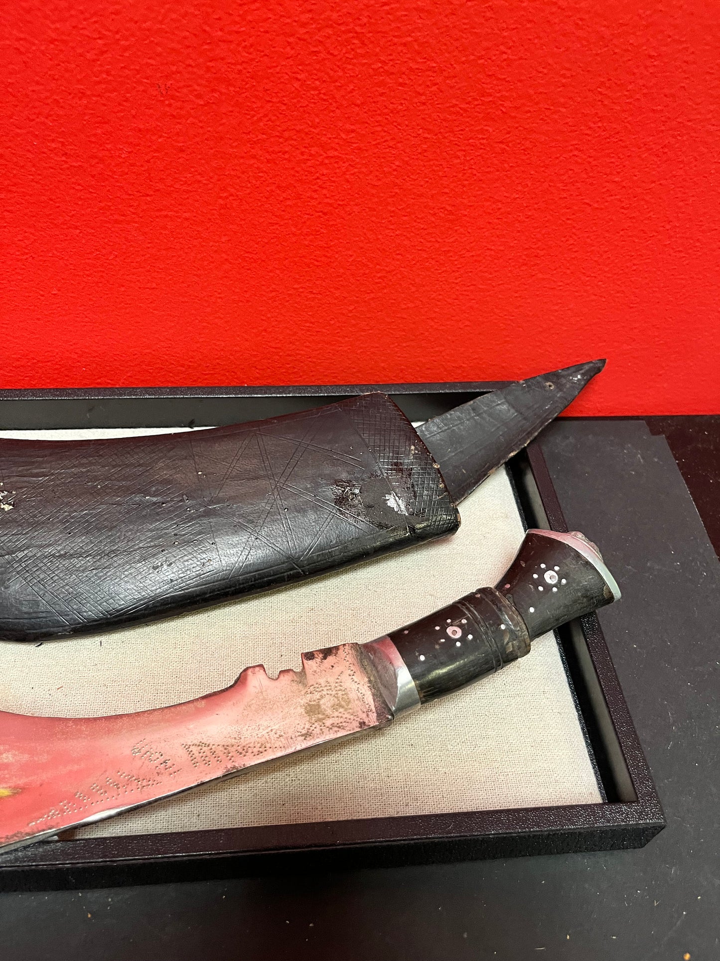 Stunning 15 inch long authentic Gurkha knife in original sheaf wonderful detailed decoration wow piece