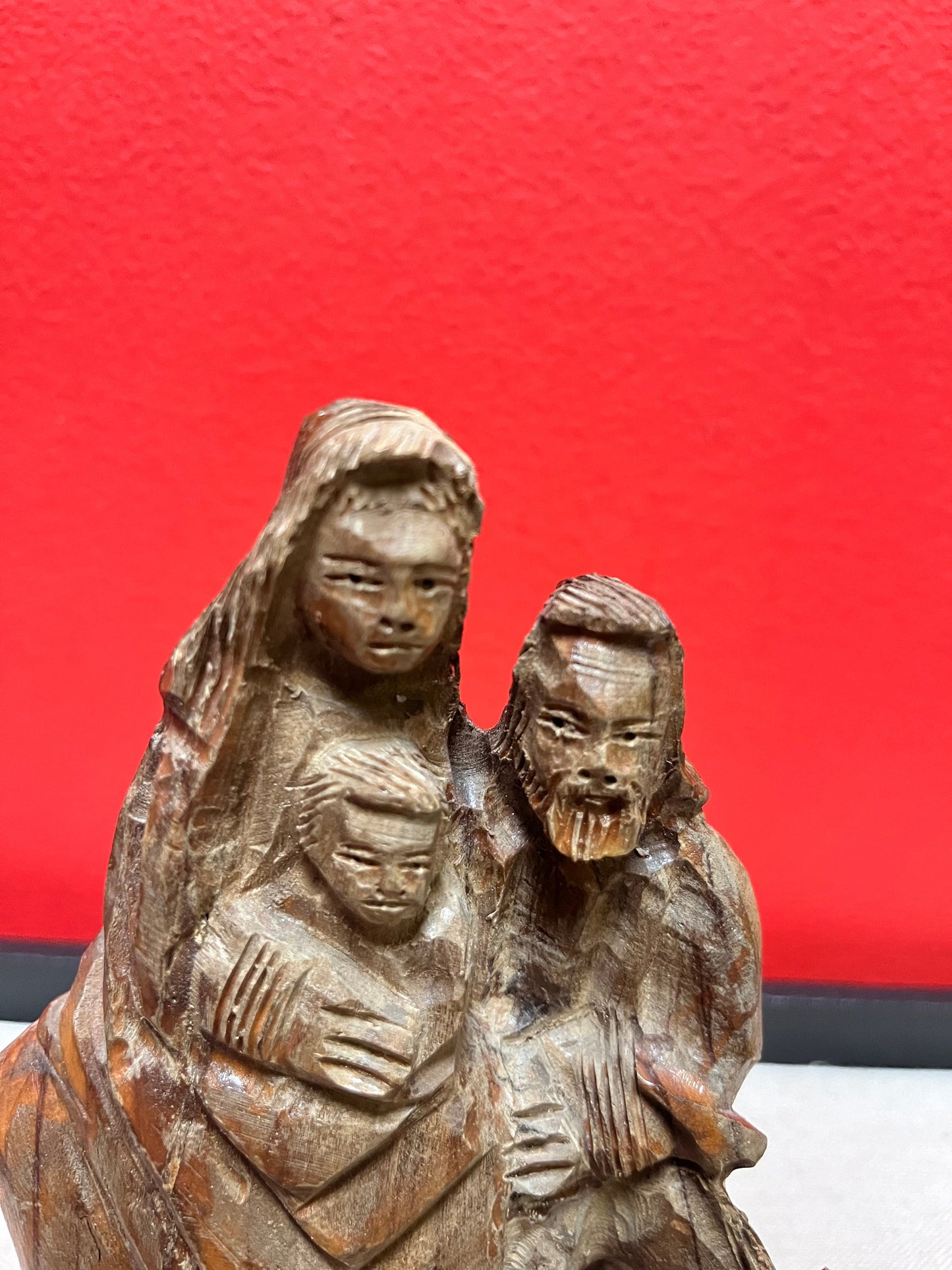 European beautifully carved burl wood nativity scene great detail, and perfect gift