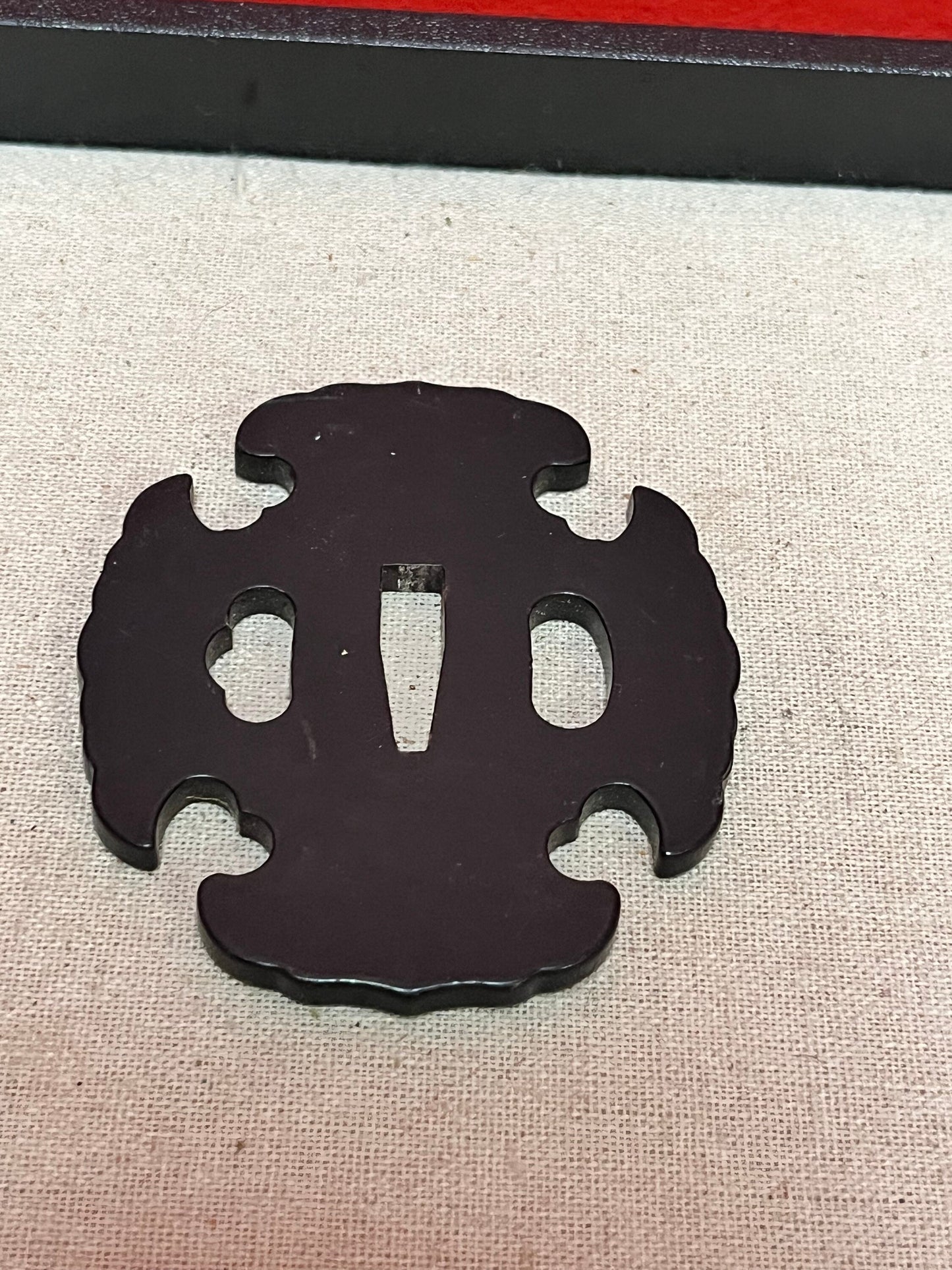 Perfectly simple 3.3 inch Japanese bronze Tsuba striking look from important collection samurai tsuba antique