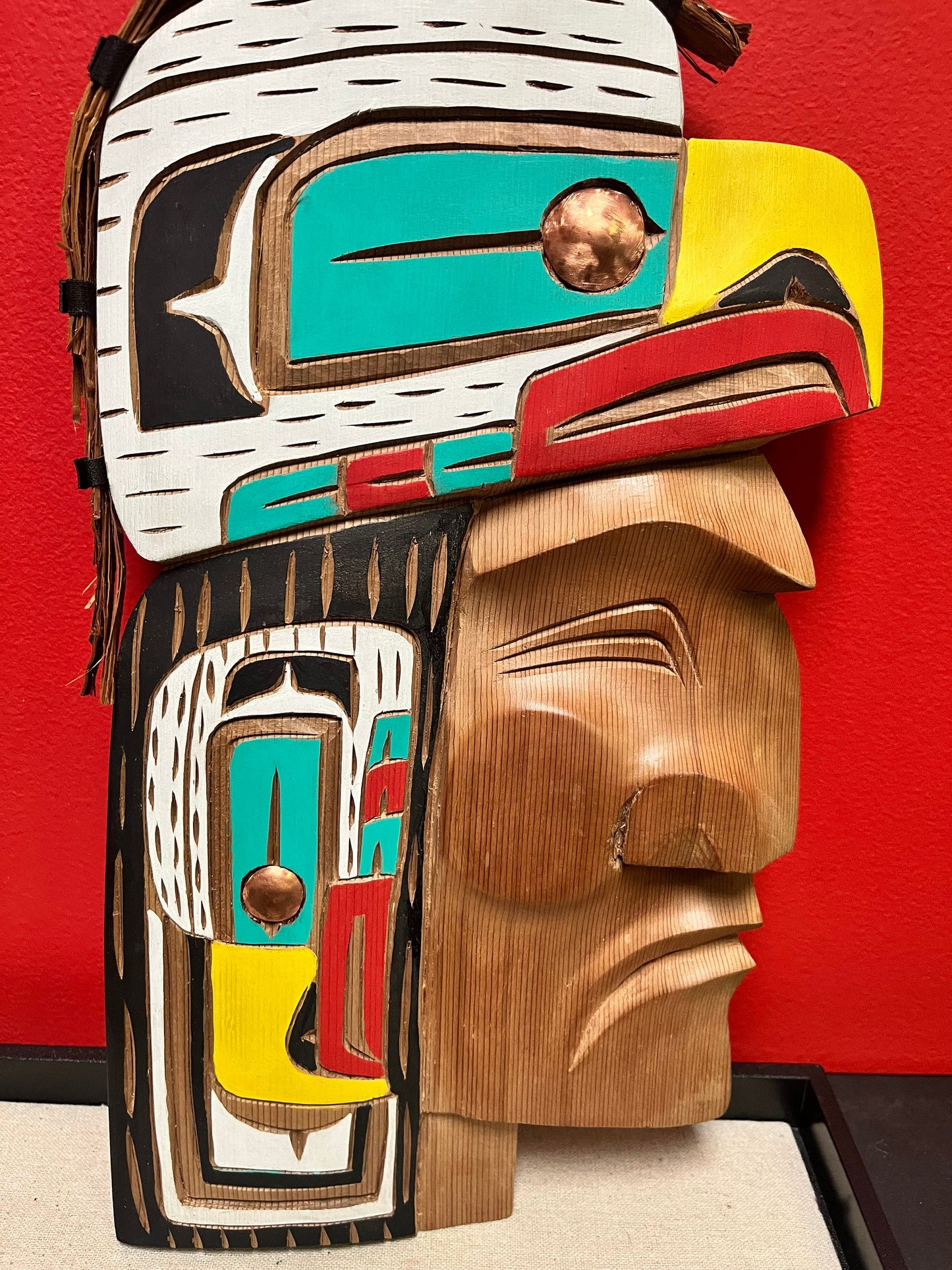 Stunning 15 x 8 indigenous first nations Pacific northwest coast, Bradley Joseph Junior Eagle chief plaque vibrant color,wonderful detail