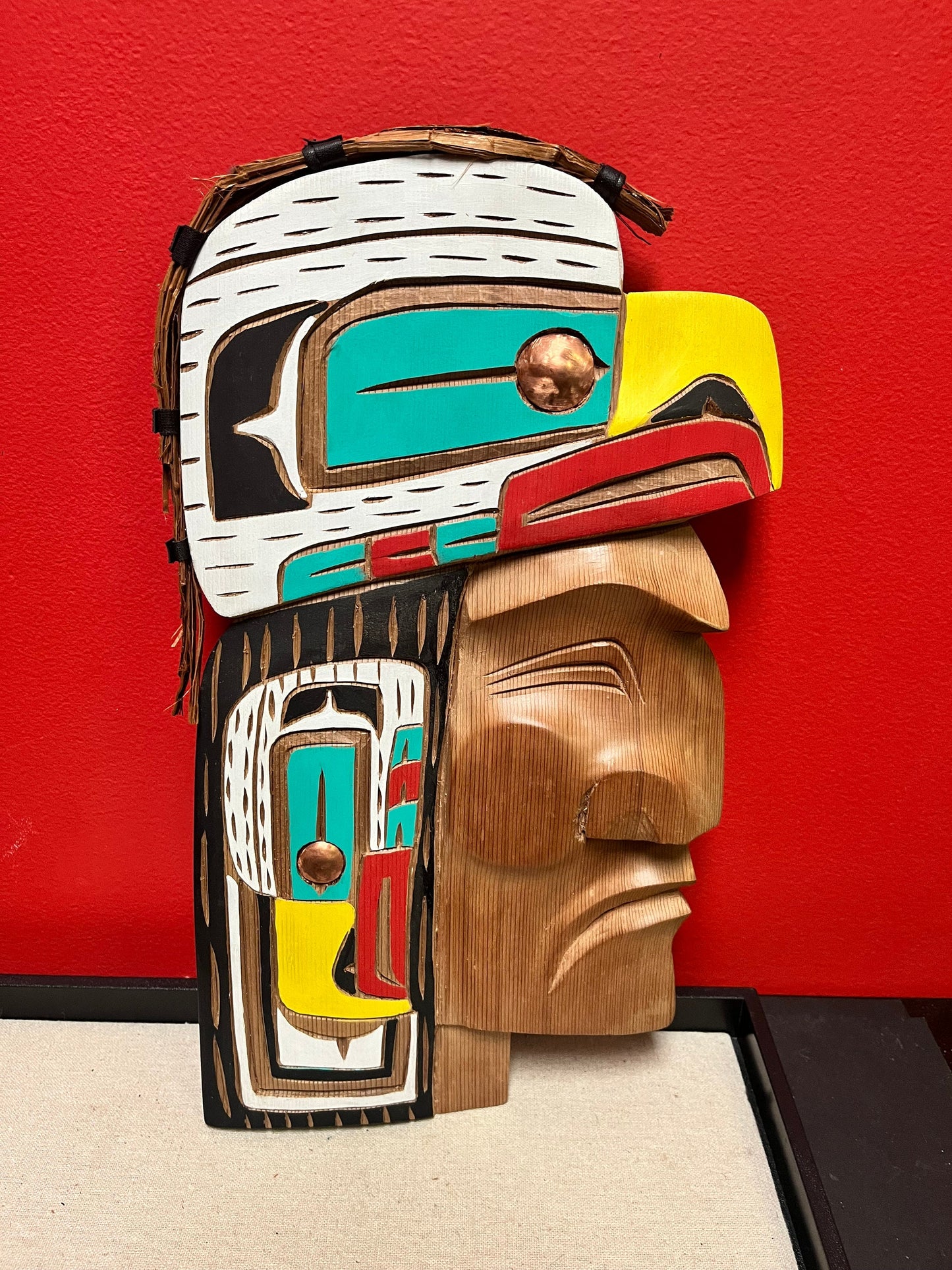Stunning 15 x 8 indigenous first nations Pacific northwest coast, Bradley Joseph Junior Eagle chief plaque vibrant color,wonderful detail