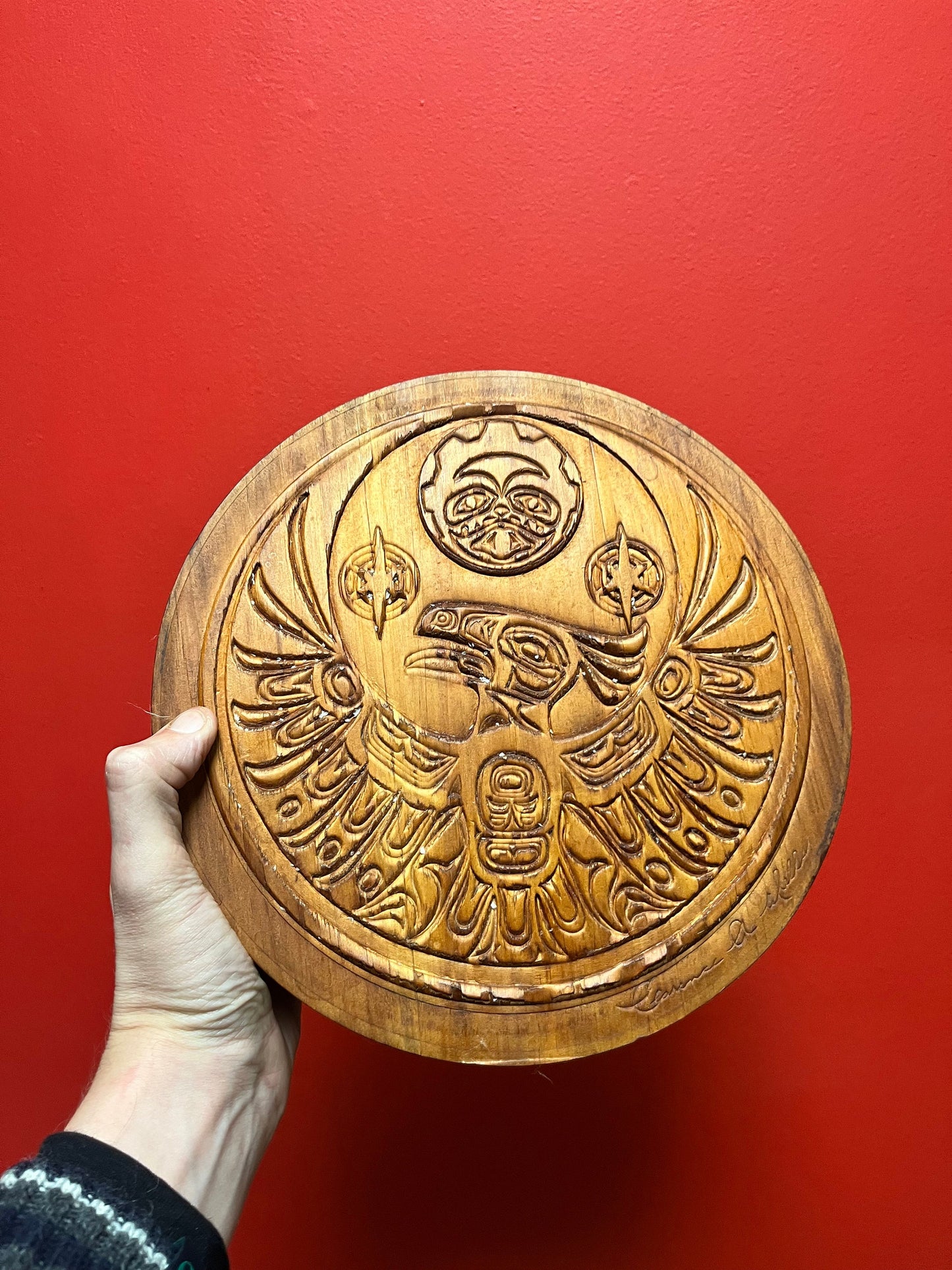 A Fabulous 10 x 3 high Clarence Wells signed cedar box indigenous first nations specific north west coast treasure wow