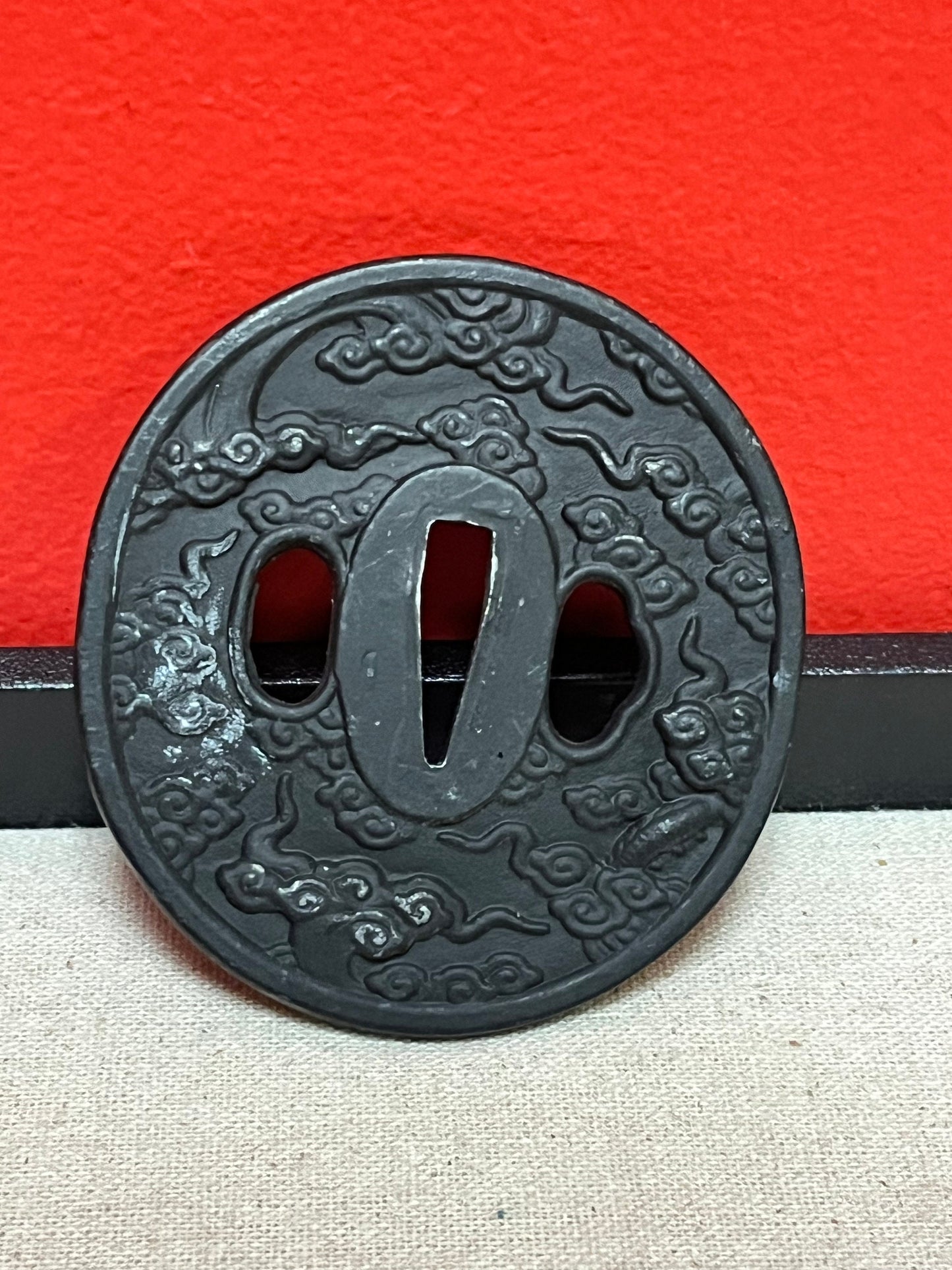 3 inch long Japanese steel vintage tsuba some scratches value priced