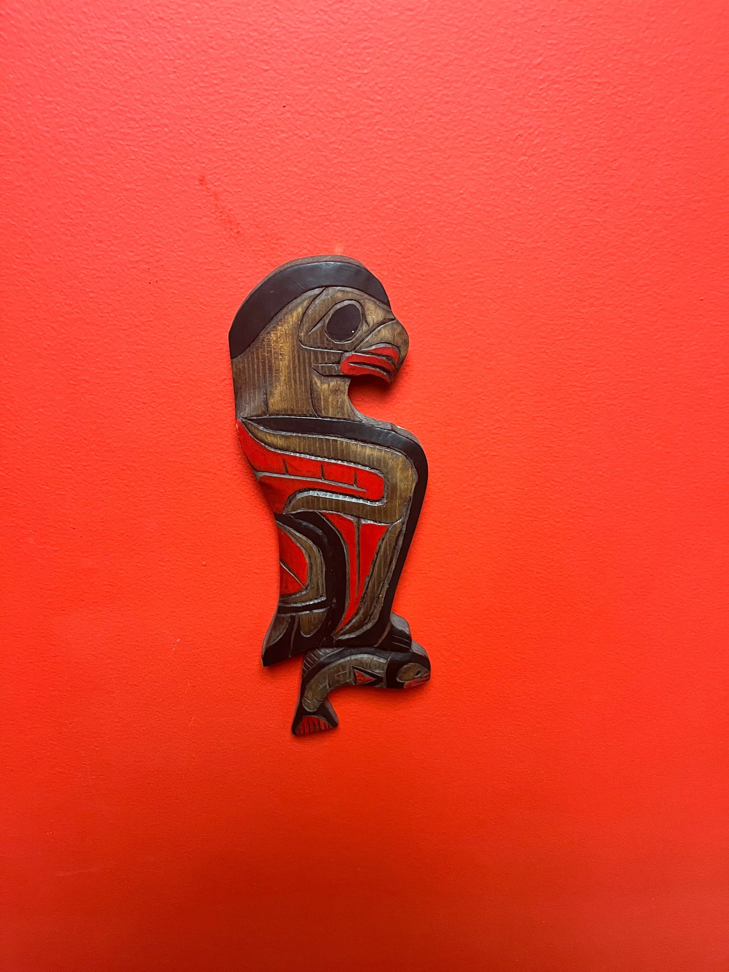 Stunning 12 inch tall eagle and salmon plaque indigenous first nations Pacific Northwest coast great detail, ready to hang