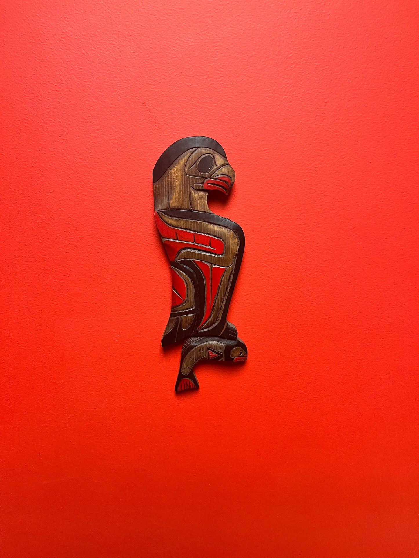 Stunning 12 inch tall eagle and salmon plaque indigenous first nations Pacific Northwest coast great detail, ready to hang