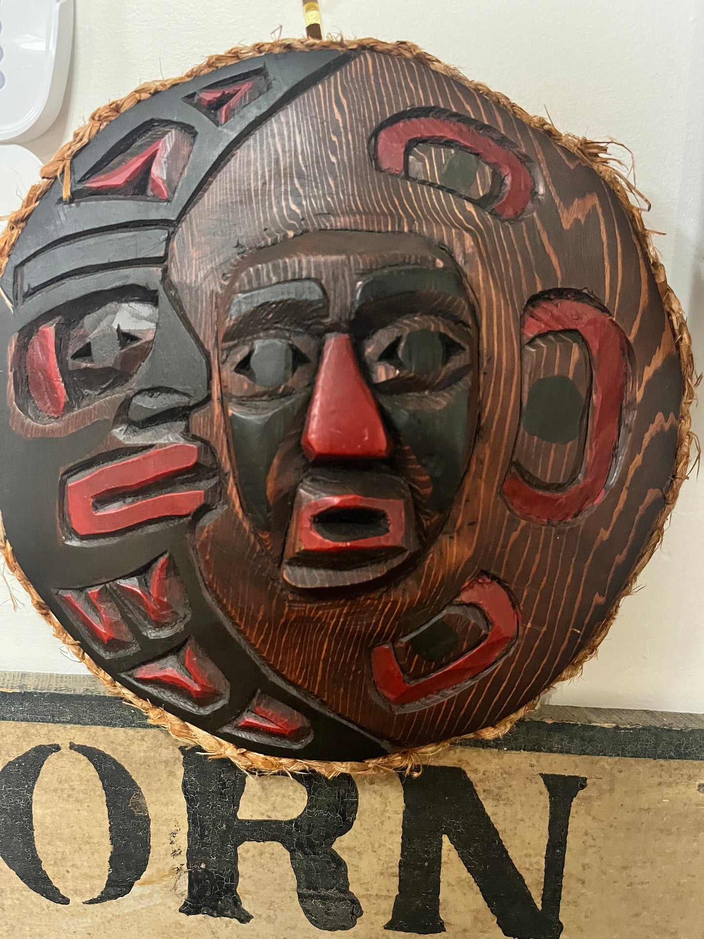Stunning 12 inch moon mask by Ronald Thomas indigenous first nation Pacific Northwest coast beauty great detail