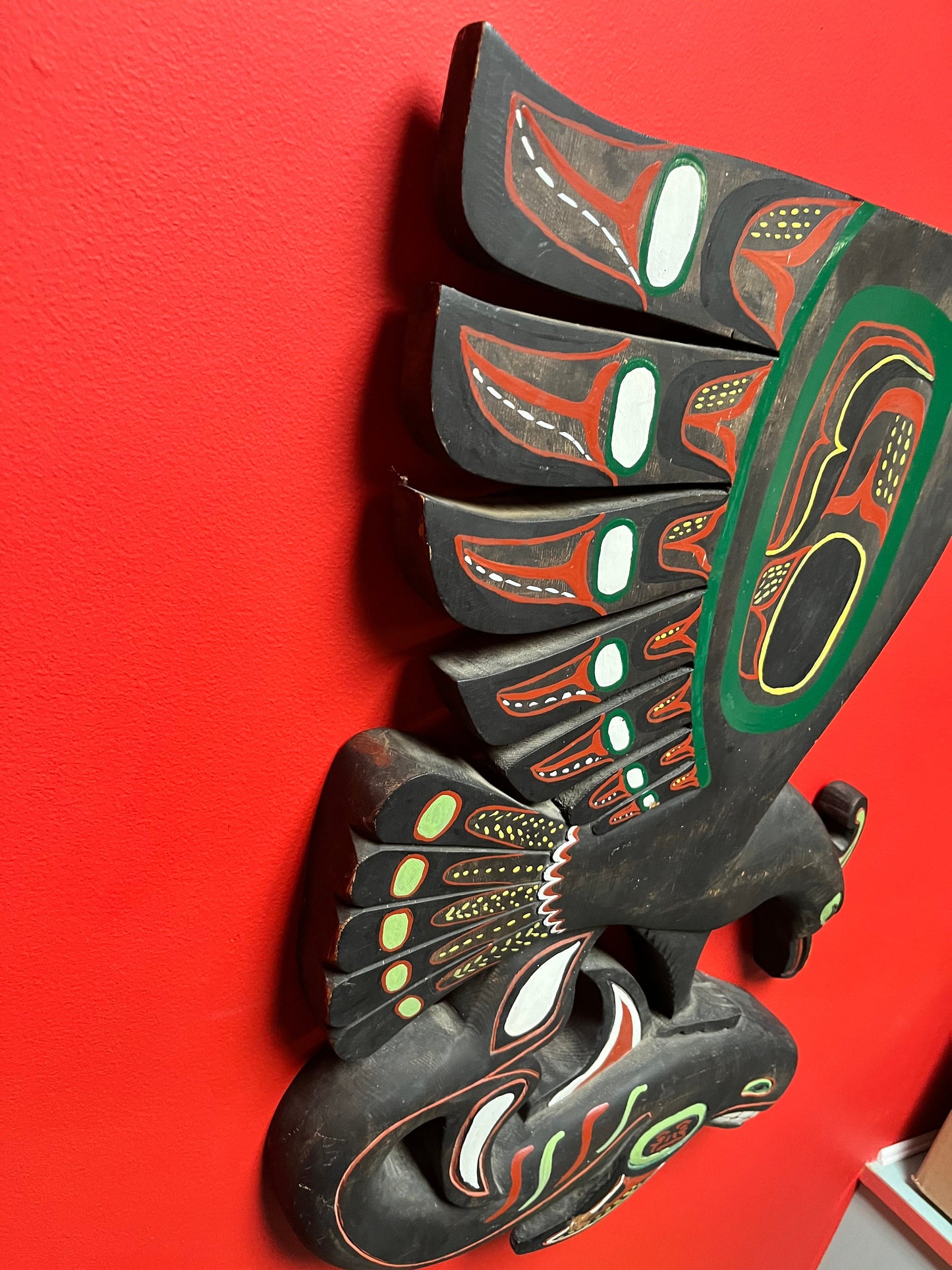 Stunning 26 x 17“ wide indigenous, First Nations north west signed coast signed eagle killer whale plaque Wow.