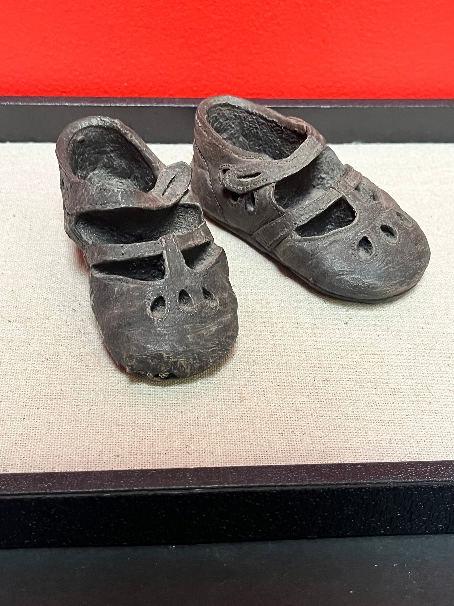 Fabulous 4 inch long antique bronze baby shoes the coolest pair Ive ever seen