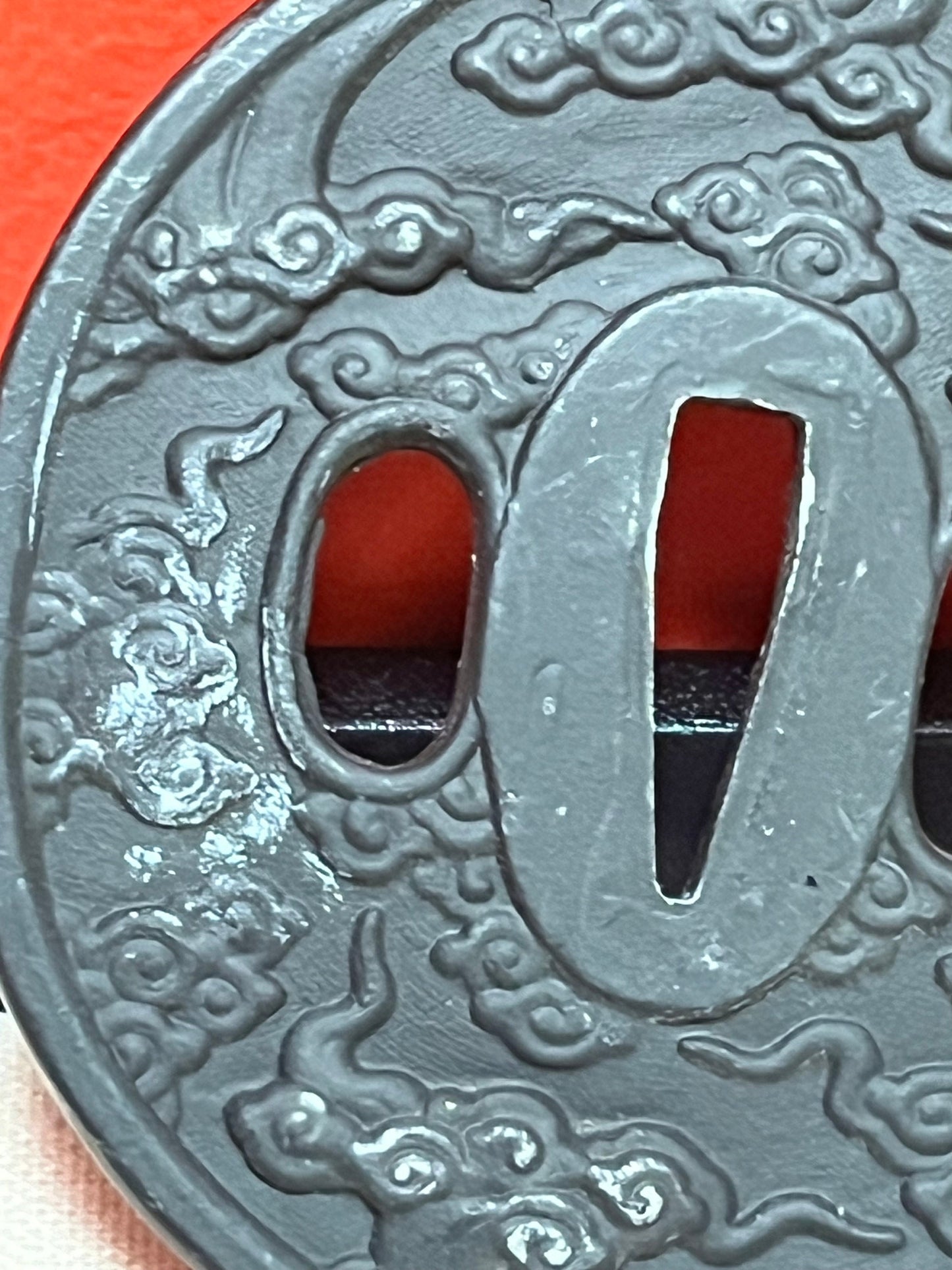 3 inch long Japanese steel vintage tsuba some scratches value priced