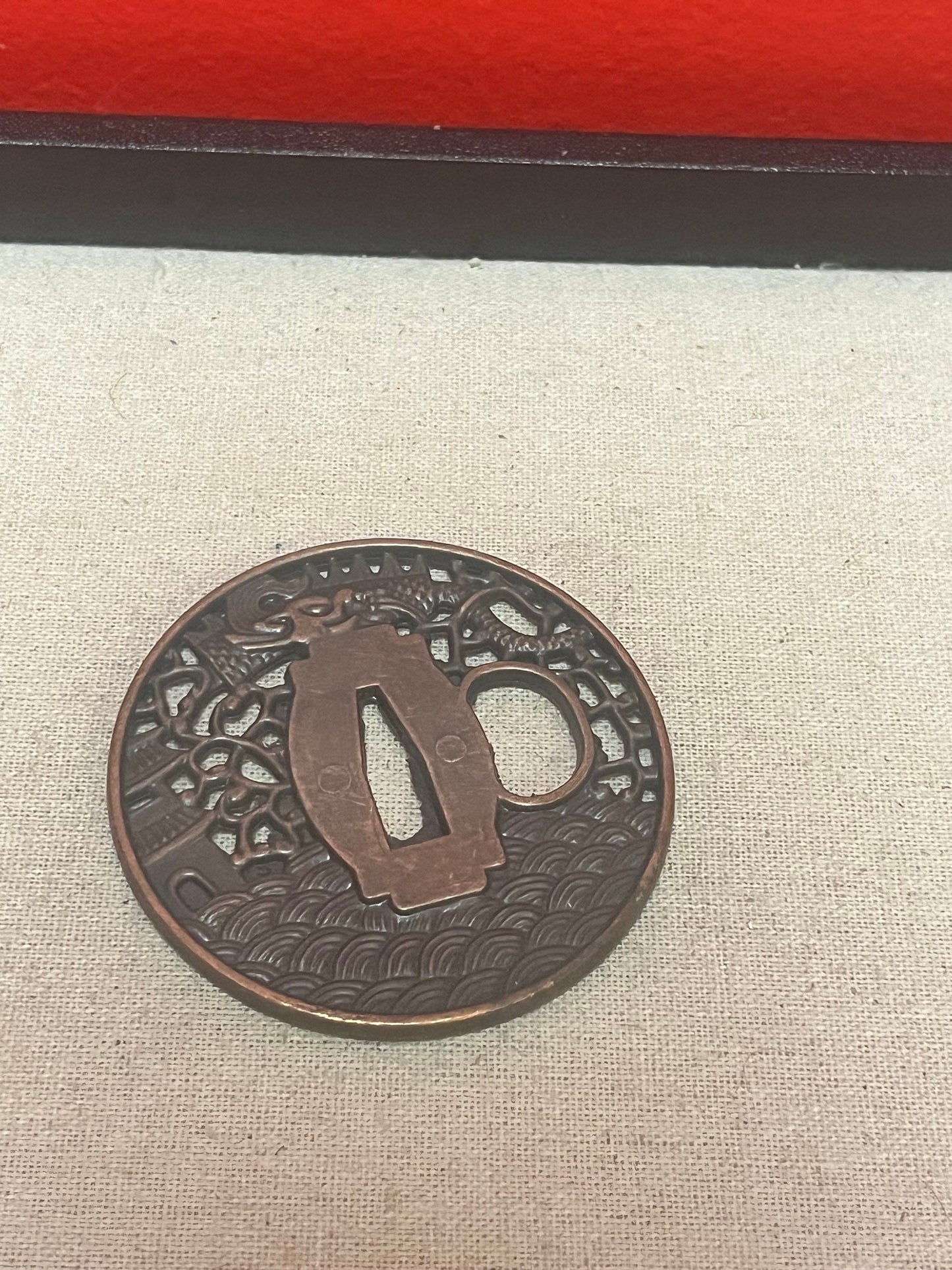 3 inch Japanese metal samurai tsuba vintage, depicting dragons from major collection