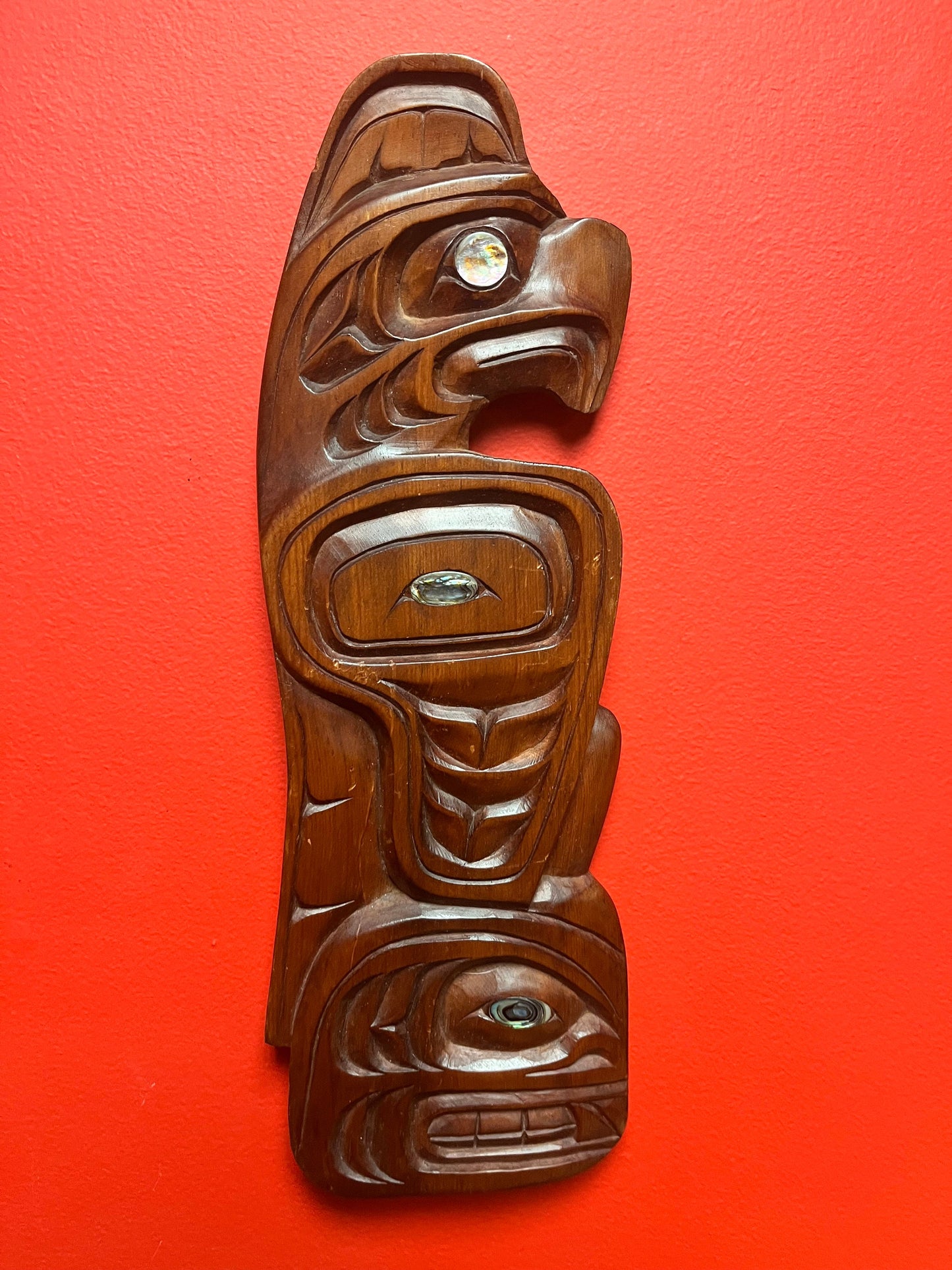 Stunning 16 x 5 Alfred Robertson transformation plaque indigenous first nations Pacific northwest coast beauty great detail