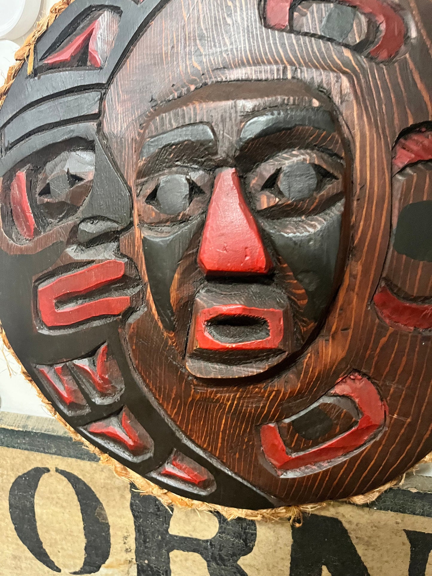 Stunning 12 inch moon mask by Ronald Thomas indigenous first nation Pacific Northwest coast beauty great detail