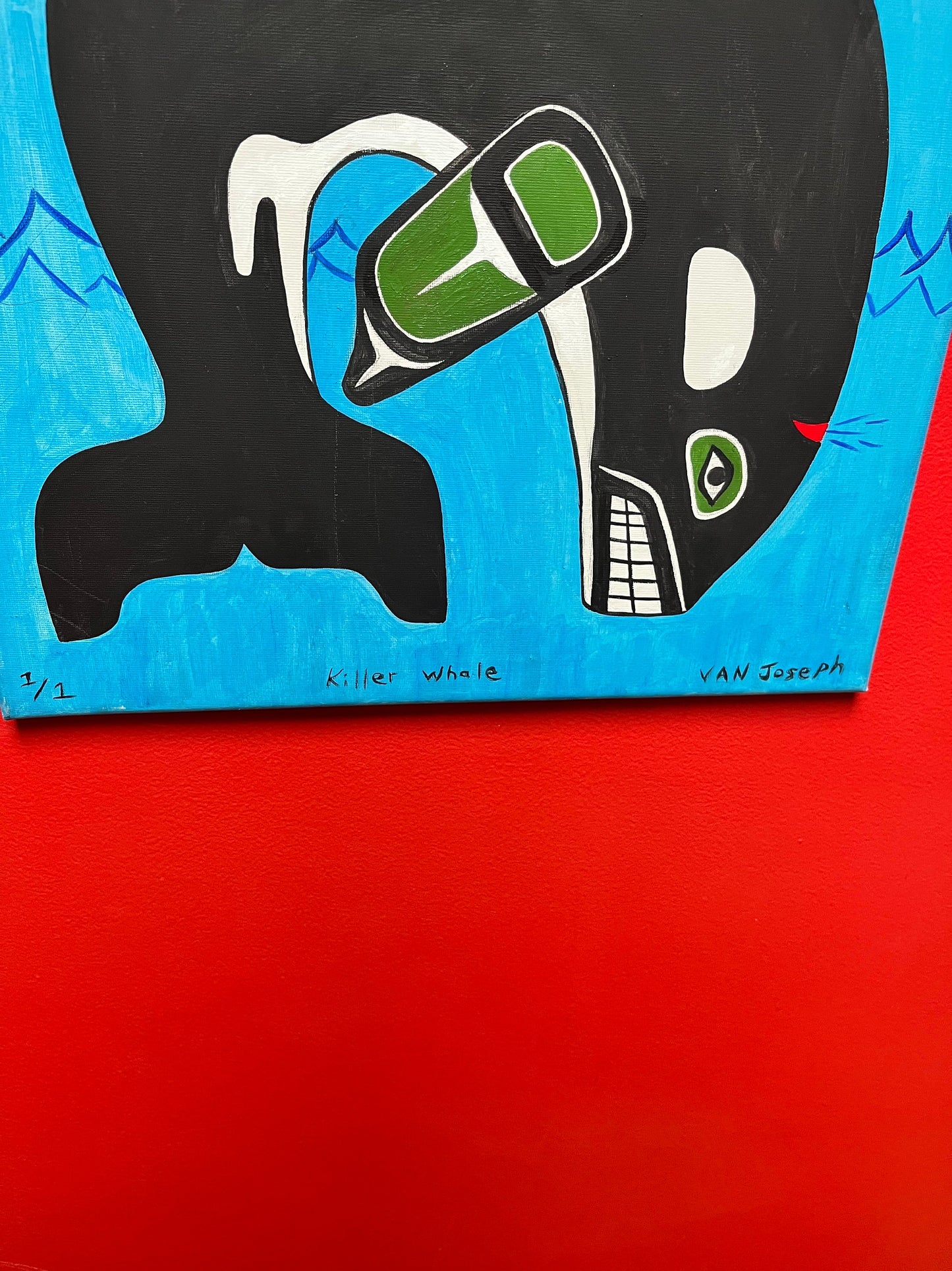 Stunning 20 x 16 original painting on canvas by Van Joseph of Squamish British Columbia indigenous first nations, Pacific Northwest coast