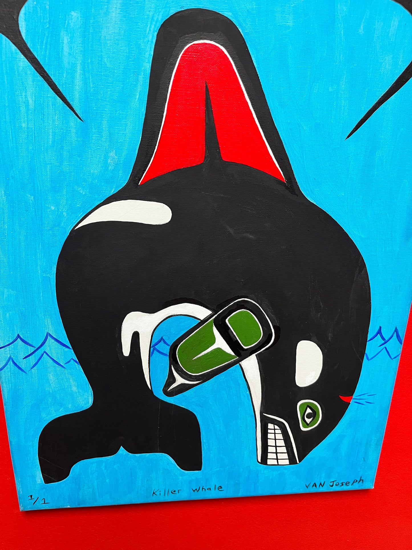 Stunning 20 x 16 original painting on canvas by Van Joseph of Squamish British Columbia indigenous first nations, Pacific Northwest coast