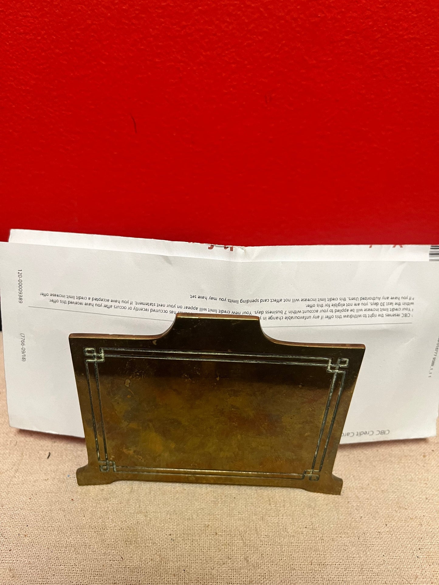 4 x 4 inch lovely, American Bradley and Hubbard letter holder nice patina