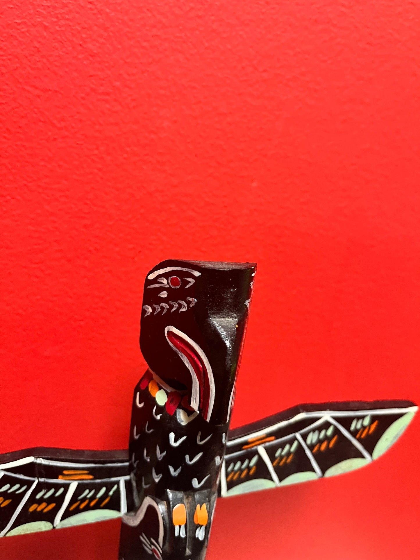 12 x 9 wide indigenous, first nations, Pacific Northwest coast, polychrome totem pole signed by Simon John fabulous quality