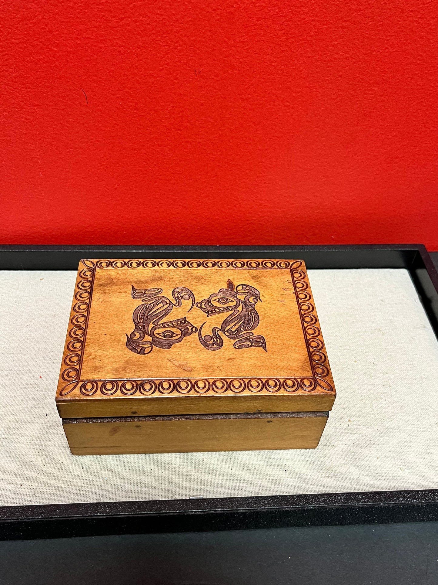 Lovely 6 x 4 x 2.5 inch high Brad Joseph wolf  box indigenous first nations Pacific northwest coast
