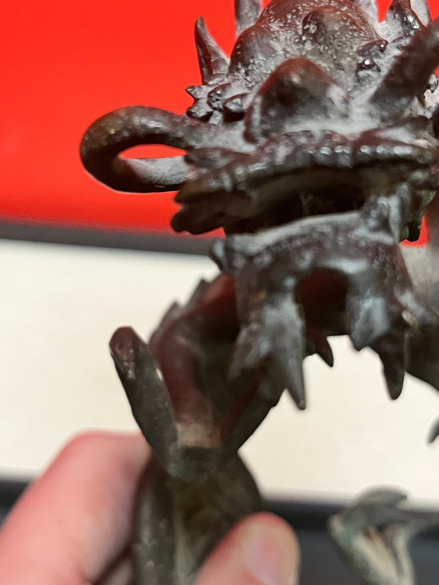 Stunning heavy 11 inch long antique Chinese bronze dragon one damaged claw great price great gift