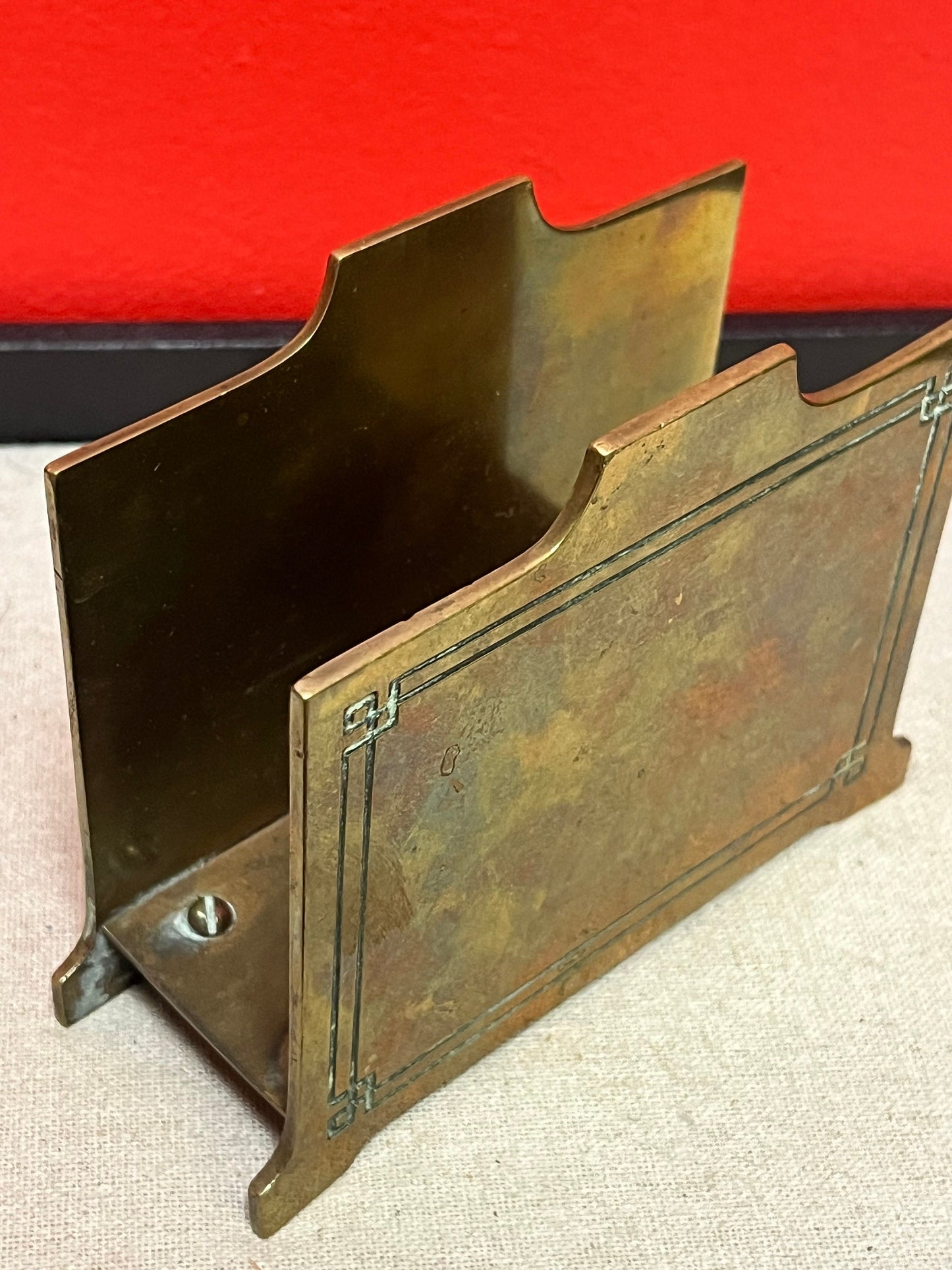 4 x 4 inch lovely, American Bradley and Hubbard letter holder nice patina