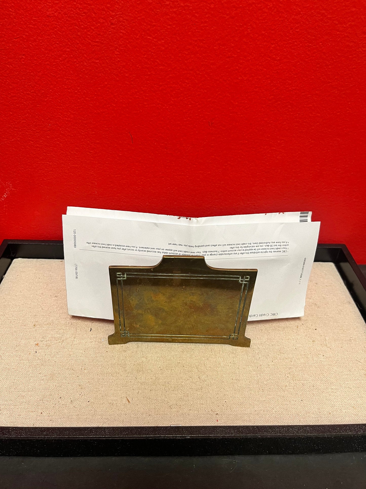 4 x 4 inch lovely, American Bradley and Hubbard letter holder nice patina