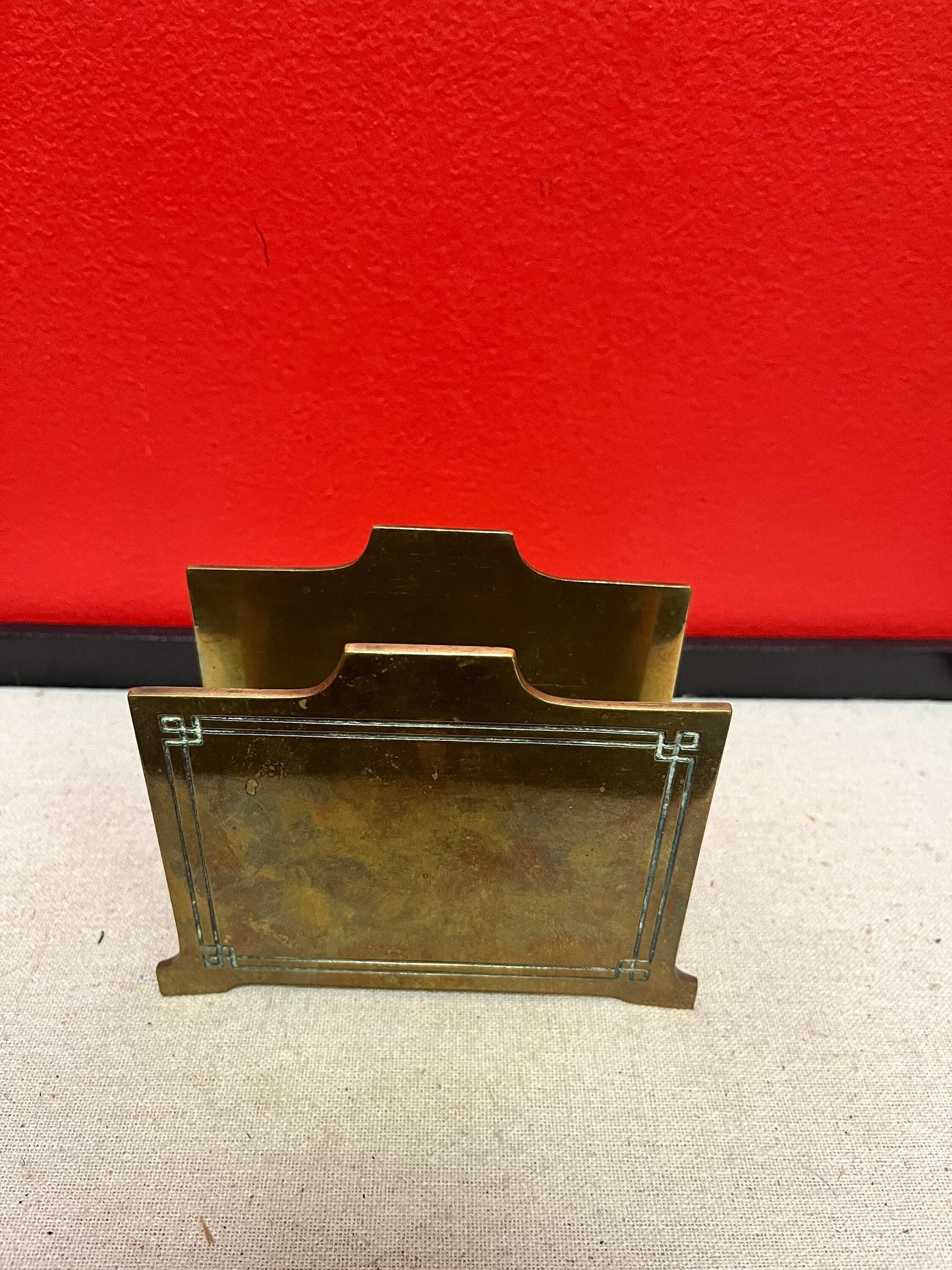 4 x 4 inch lovely, American Bradley and Hubbard letter holder nice patina
