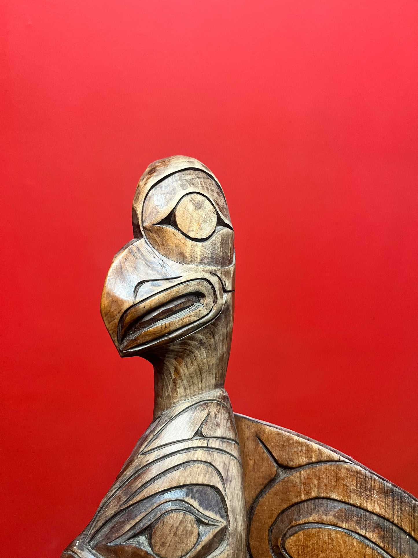 9 x 15 tall older stunning indigenous first nation specific northwest coast Eagle transformation totem pole amazing piece