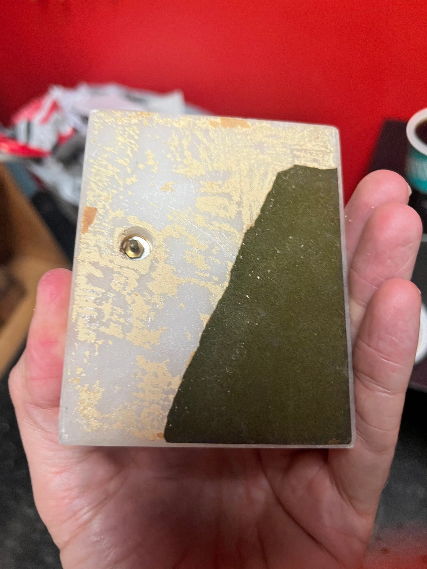 A Lovely 4 inch European cold painted bronze terrier dog statue on marble book end