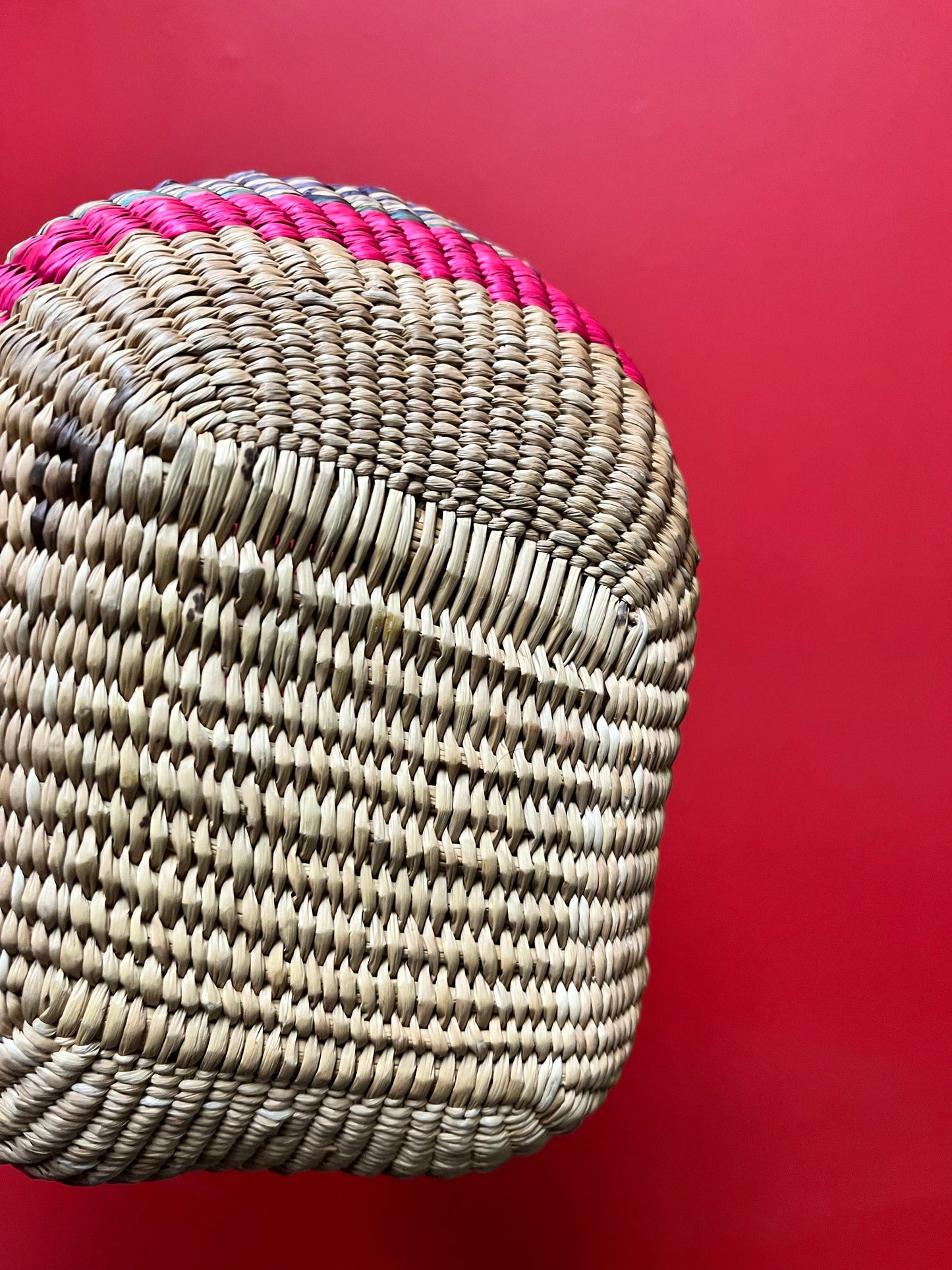 Very cool older North American indigenous woven basket 8 inches amazing color and shape Navajo style