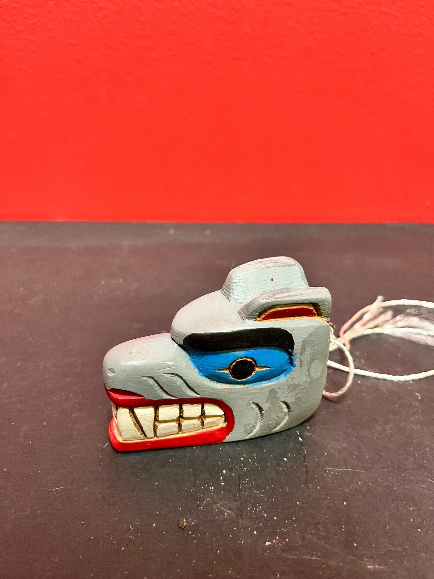 Cool  A 3×2 1/2 inch high indigenous first nations pacific coast primitive carved wolf head  attributed to the Joseph family