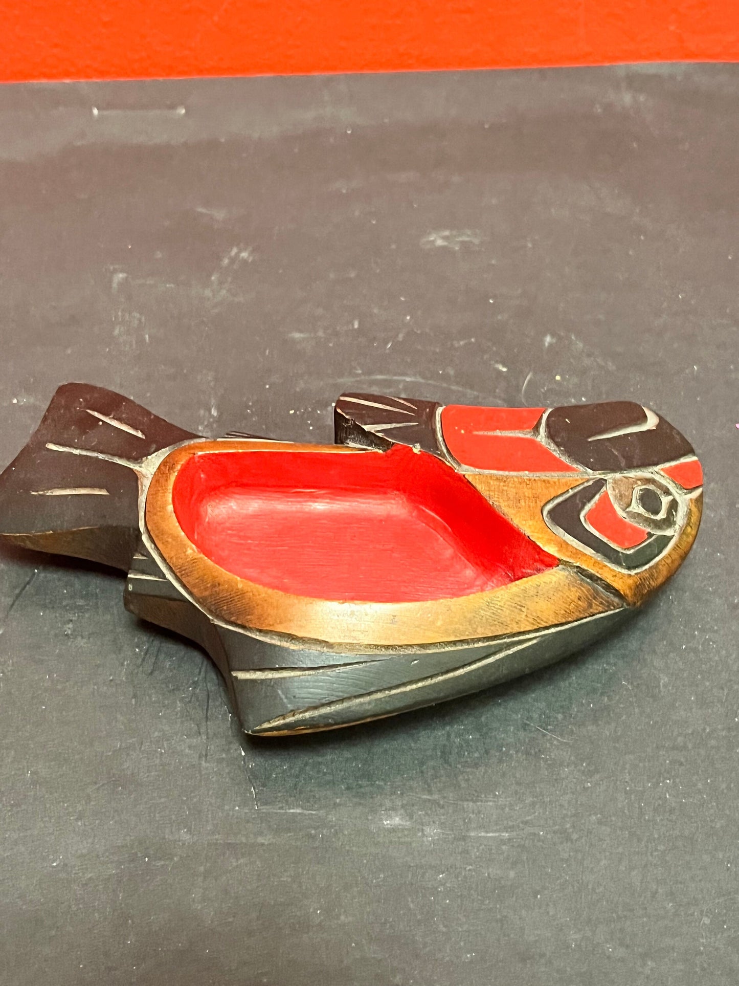 Magnificent 6 inch long signed indigenous first nations north west coast feast bowl Wonderful design and quality by Rick Wilson Wow