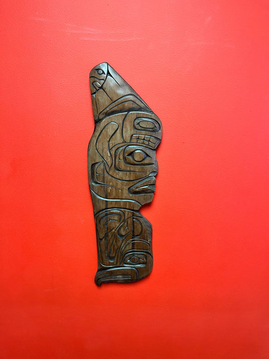 Fantastic 24 inches long indigenous first nations northwest coast transformation plaque by Chris W Webber   great detail