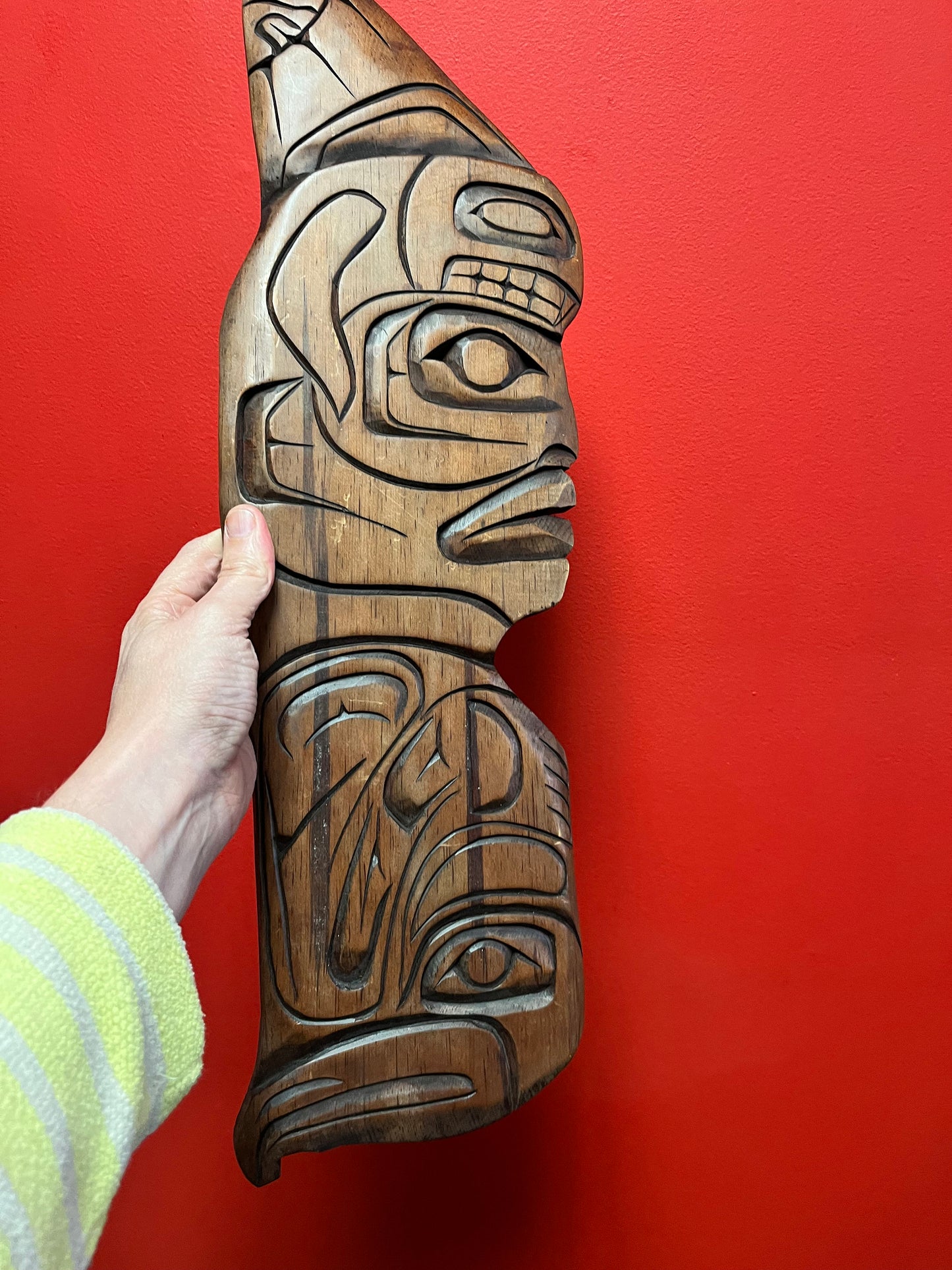 Fantastic 24 inches long indigenous first nations northwest coast transformation plaque by Chris W Webber   great detail