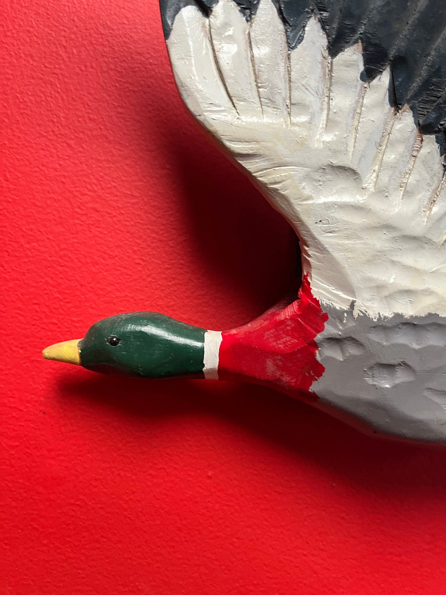 10 x 12 high Canadian folk art mallard duck wall hanging  great patina, and fabulous condition