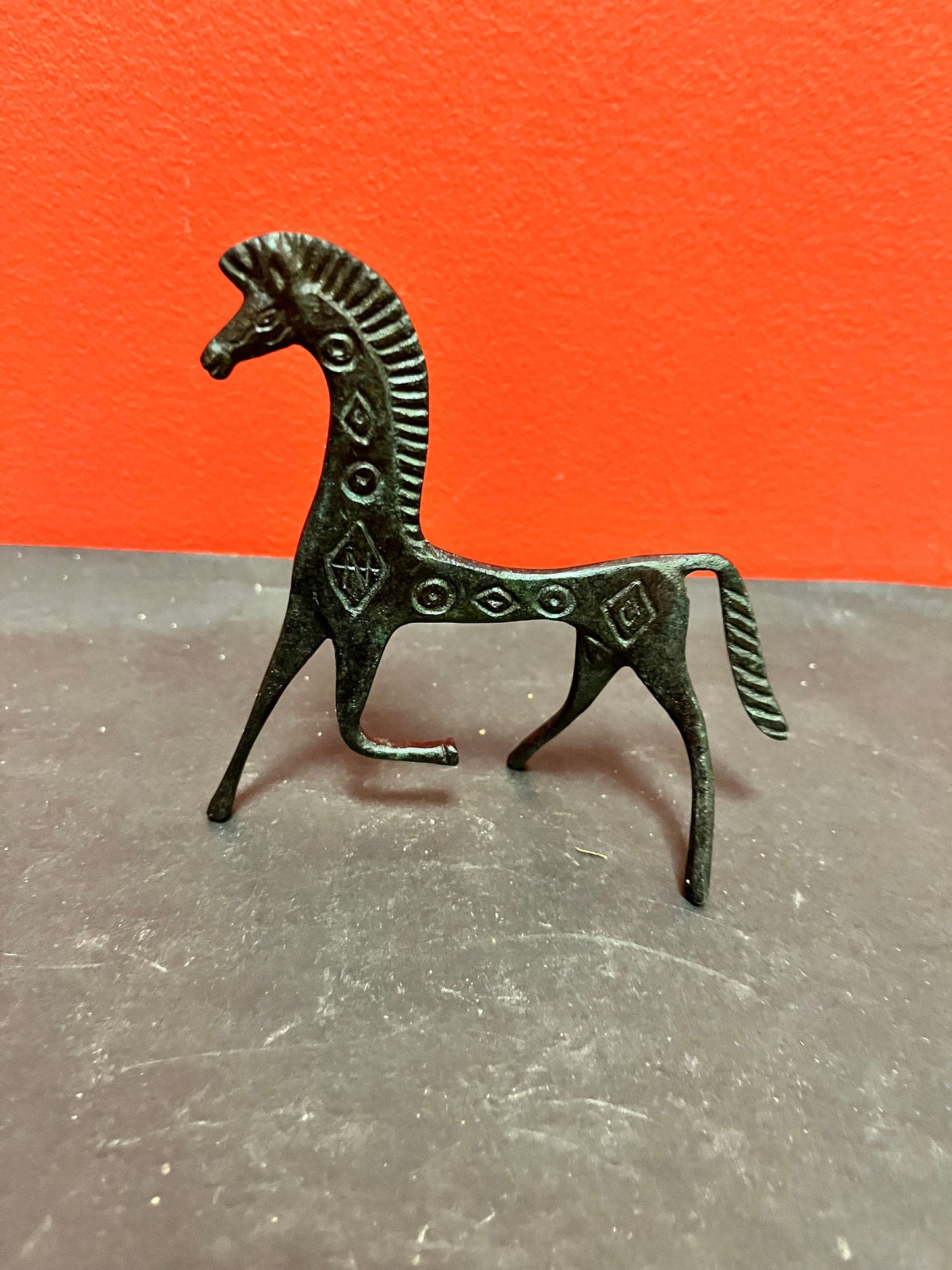 Lovely small mcm bronze horse  5 x 4 across