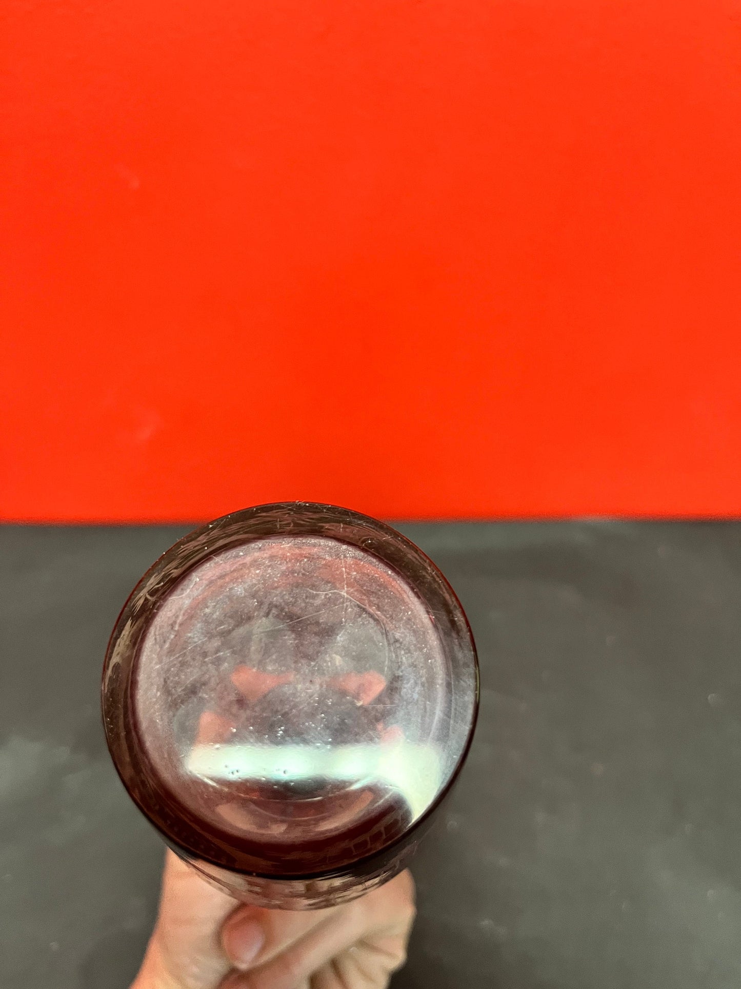 9 inch tall beautiful antique ruby etched, crystal decanter  Wonderful condition and quality