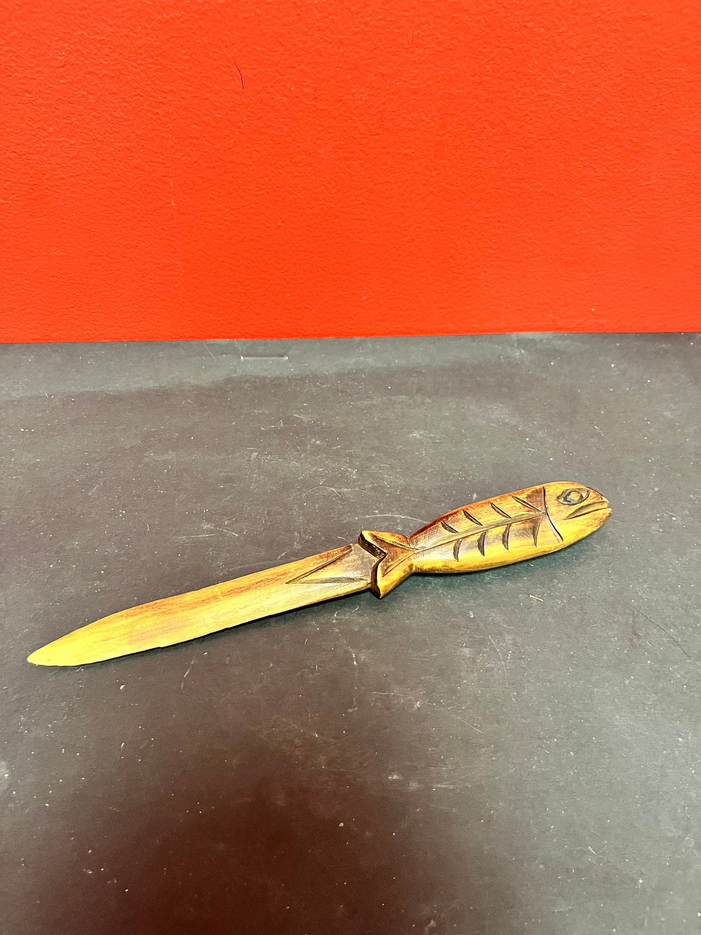 Lovely 10 inch long unsigned salmon letter opener  indigenous First Nations Pacific Northwest Coast