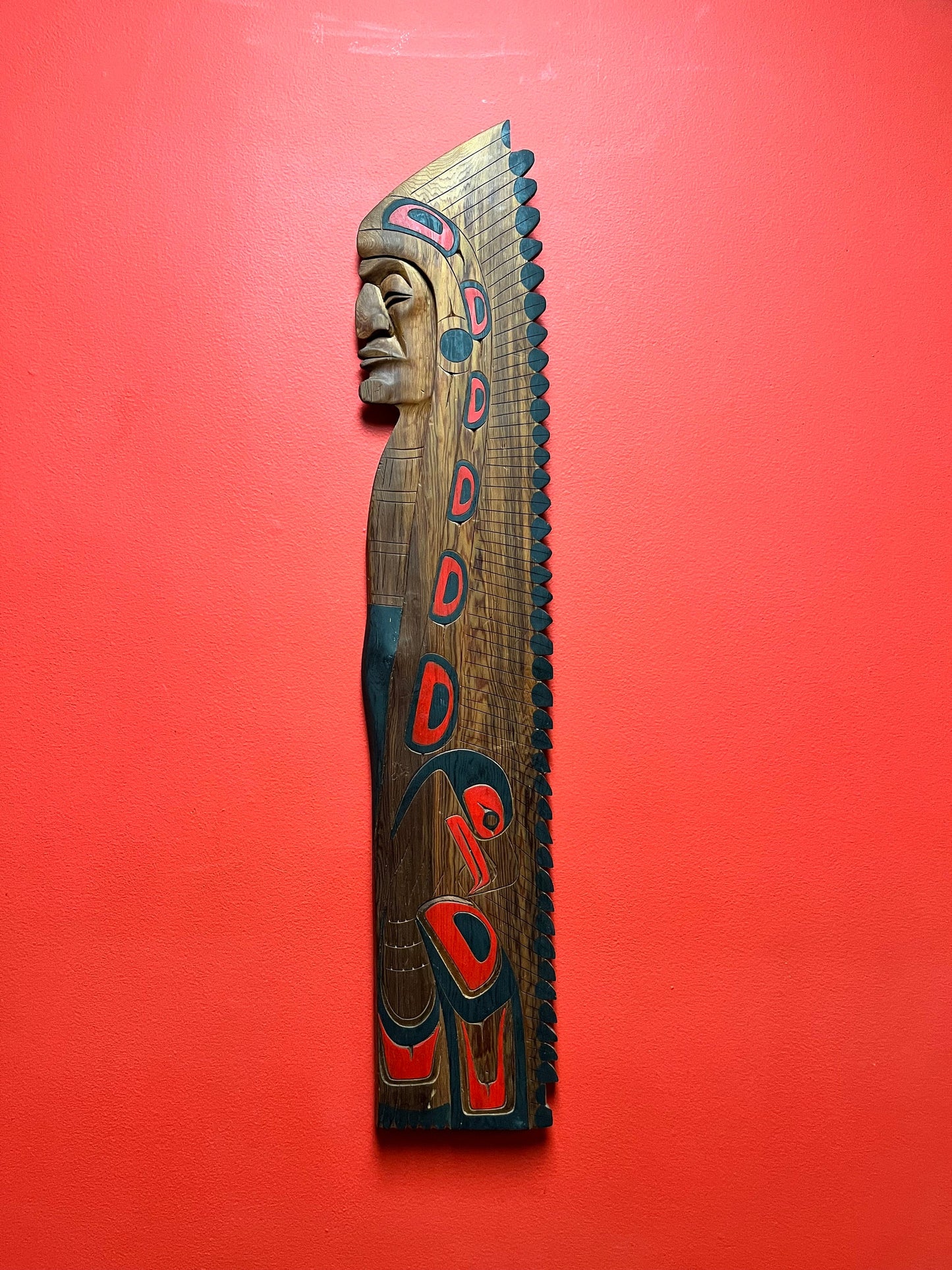 32 x 6 inch stunning Tyrone Joseph indigenous, first nations, Pacific Northwest coast, Squamish chief plaque beautiful piece