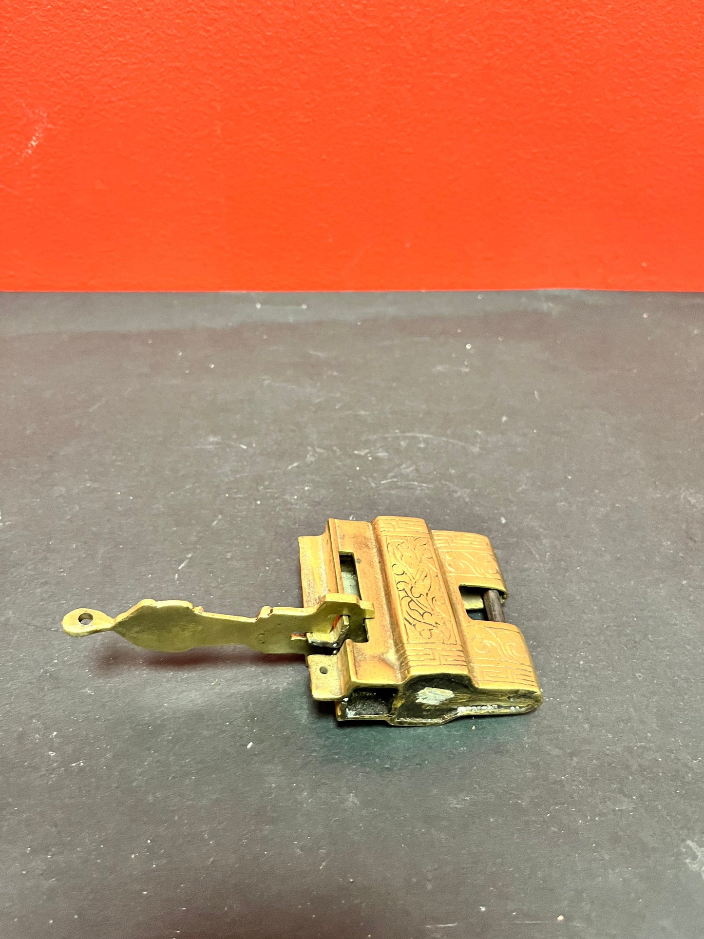 Fabulous rare antique Chinese Lock with key  great detail and patina 3 inches